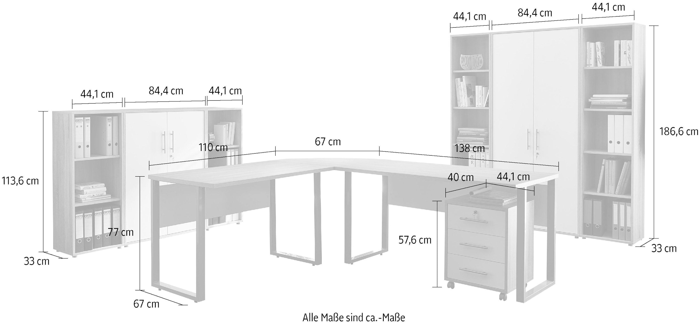 BMG Möbel Büro-Set »Tabor Office 5«, (Set, 10 tlg.)