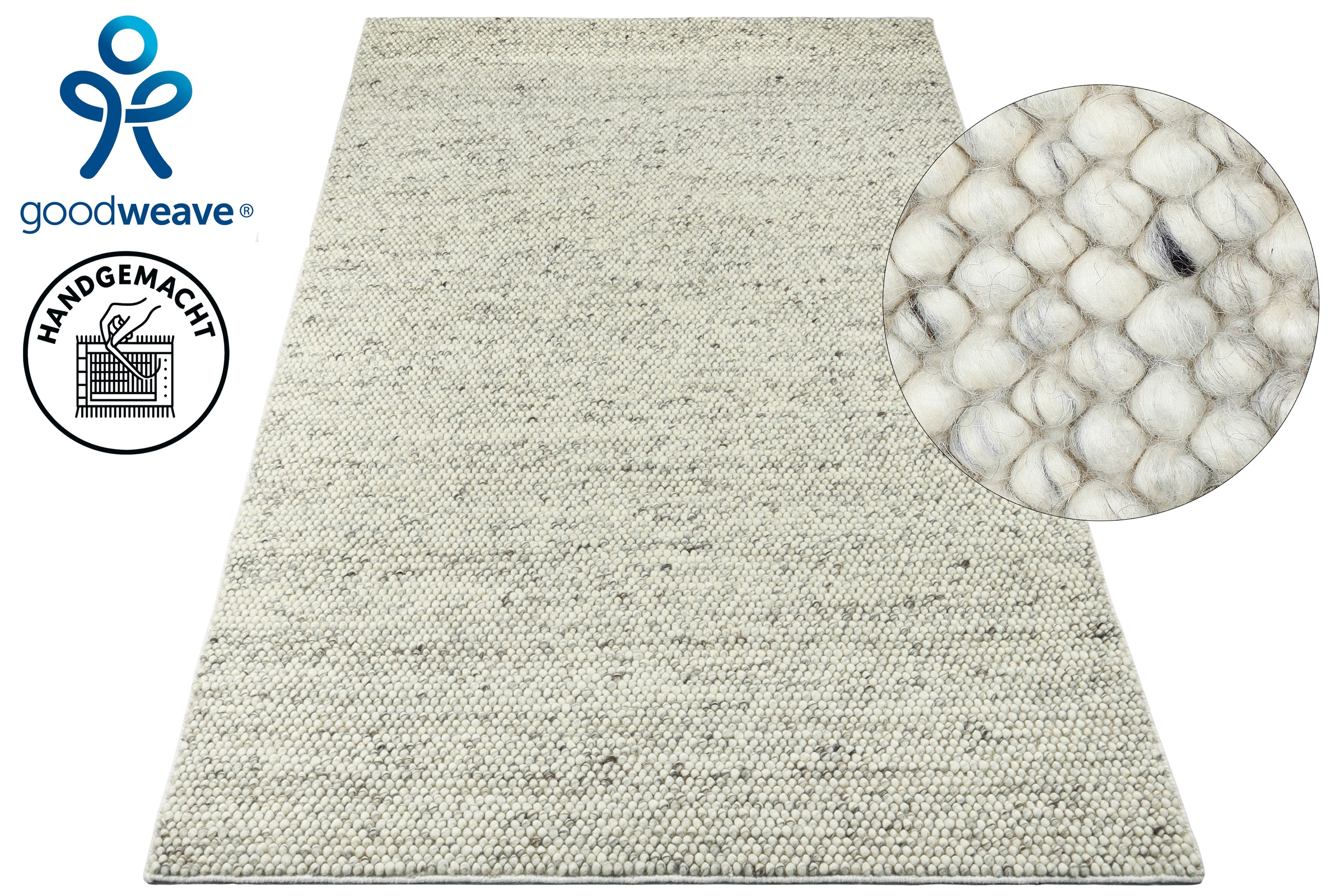 OTTO home Wollteppich "Wolly, Wolle, in Standard und Premium Qualität" rechteckig 14 mm Höhe handgewebt, Handweb Teppiche, Skandi, Wohnzimmer, Schlafzimmer