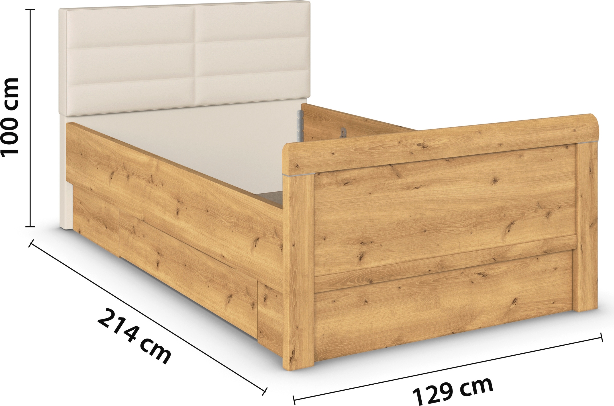 rauch Stauraumbett »Bett Einzelbett Stollenbett Bettkästen EVELYN«, in Komforthöhe mit Polsterkopfteil sowie Schubladen MADE IN GERMANY