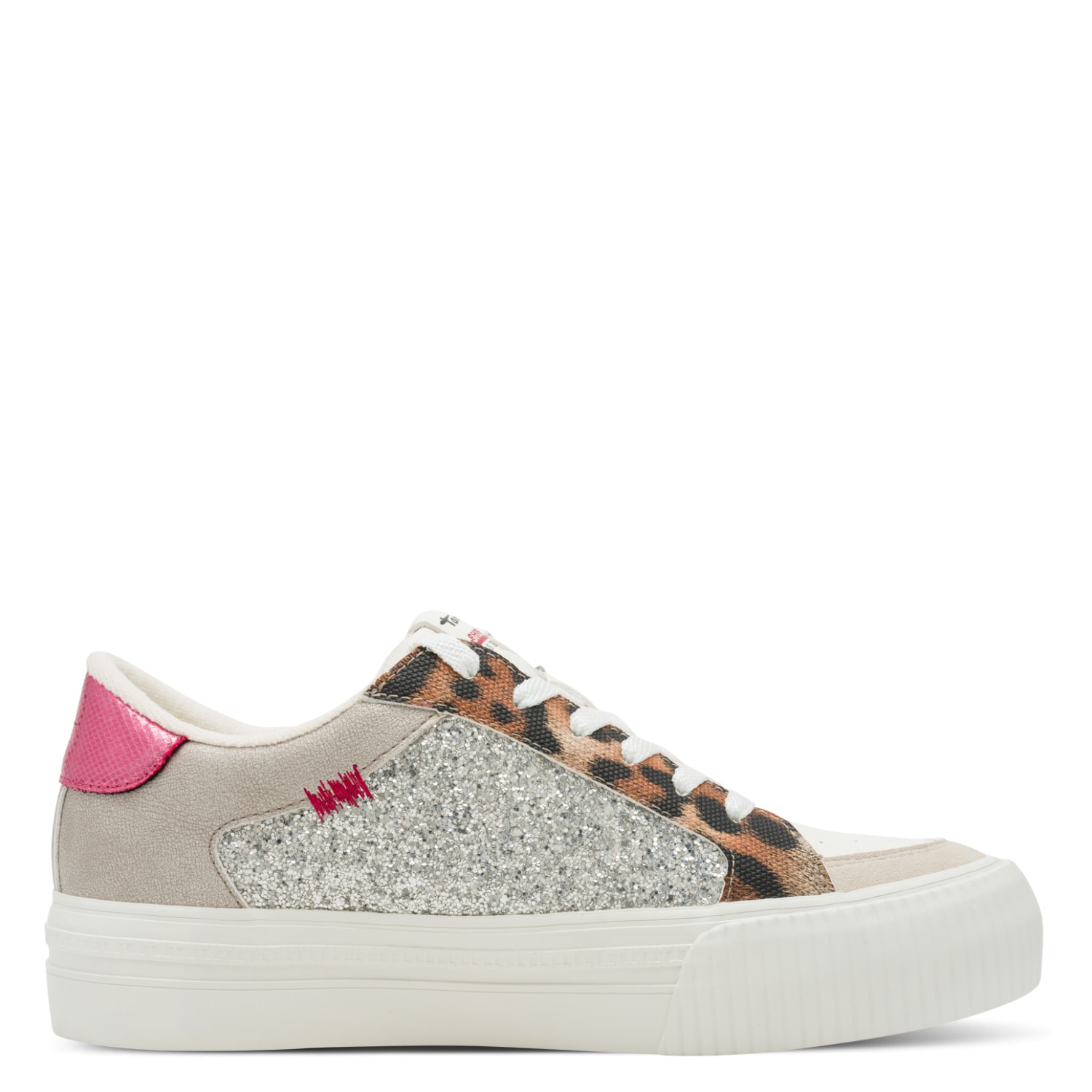 Thumbnail - Tamaris Plateausneaker, Freizeitschuh, Halbschuh, Schnürer mit Kontrastbesätzen und Glitzer