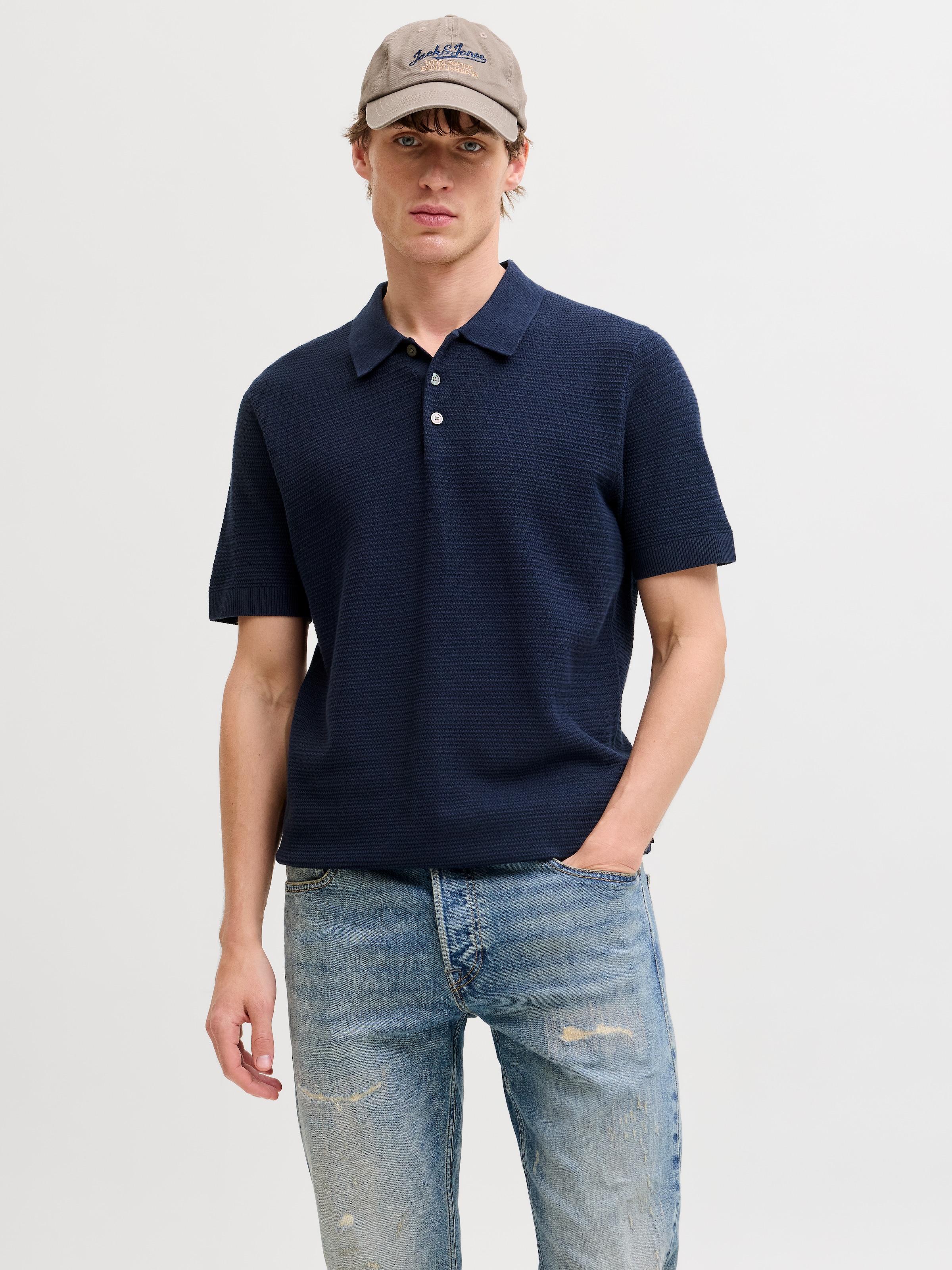 Jack & Jones Polokragenpullover »JPRBLURILEY KNIT POLO SS SN« Baumwolle, regular fit