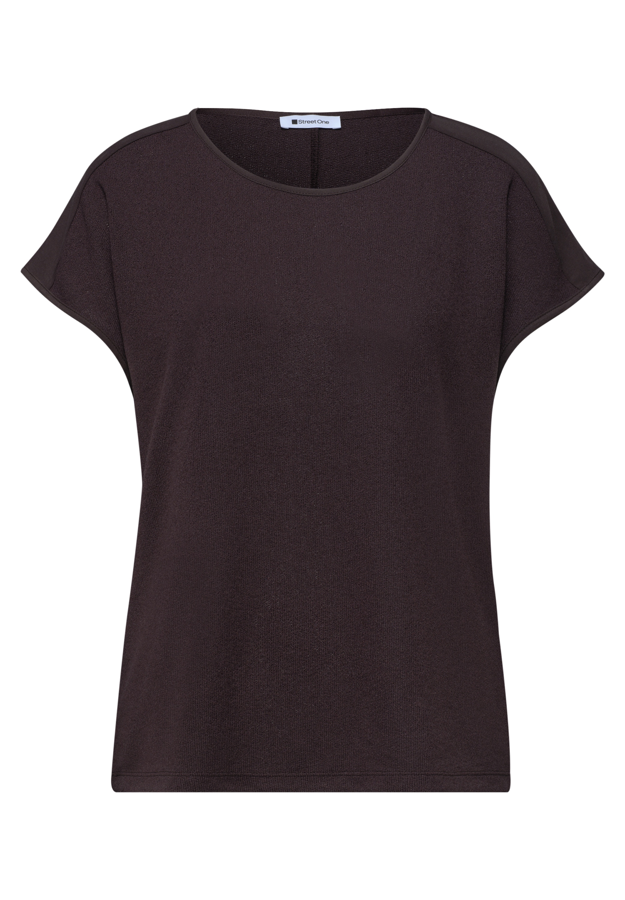STREET ONE Shirttop unifarben, Sommershirt, in Strick-Optik