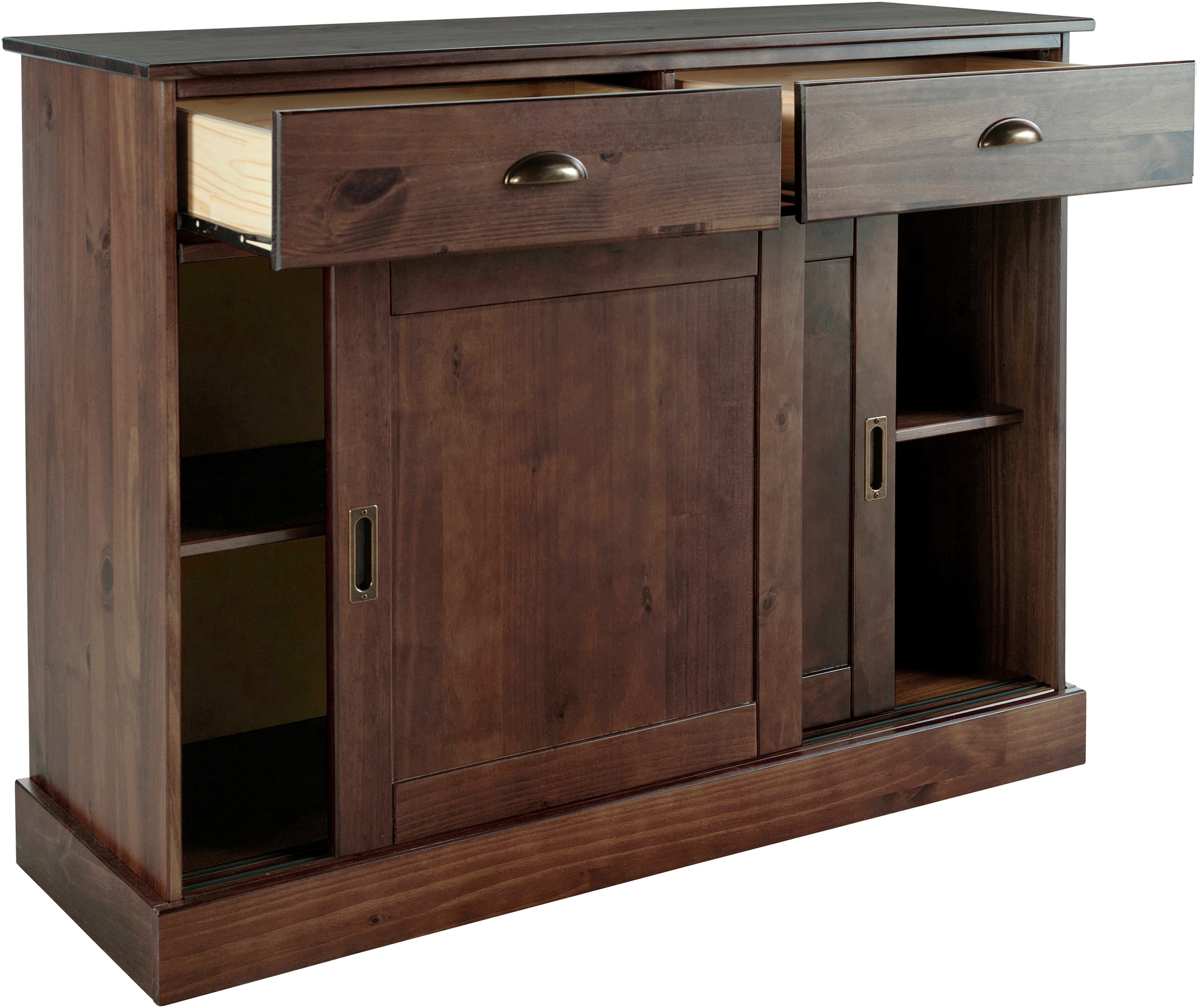Home affaire Sideboard »Schröder«, Kommode, 2 Schiebetüren, 2 Schubkasten, aus massivem Kiefernholz