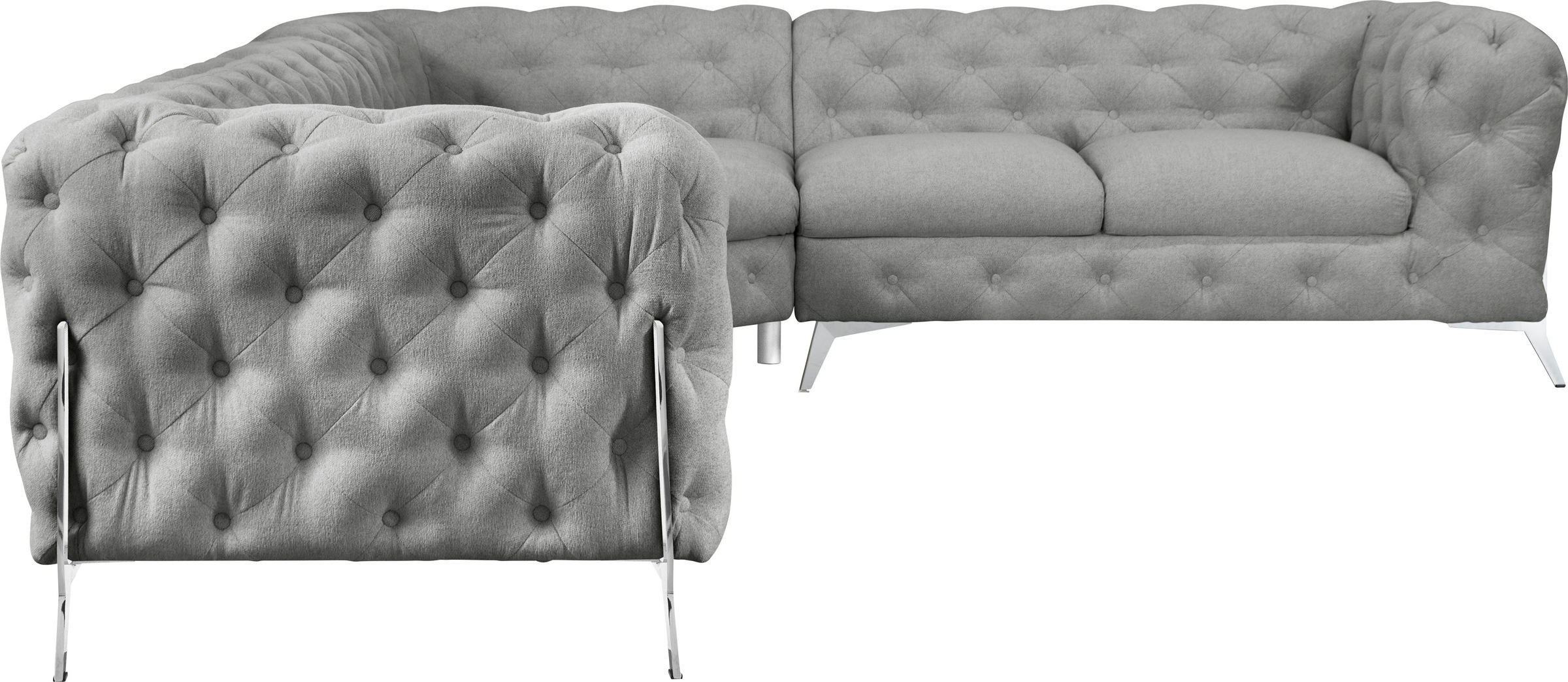 Leonique Chesterfield-Sofa »Amaury L-Form«, großes Ecksofa, Chesterfield-Optik, Breite 323 cm, Fußfarbe wählbar