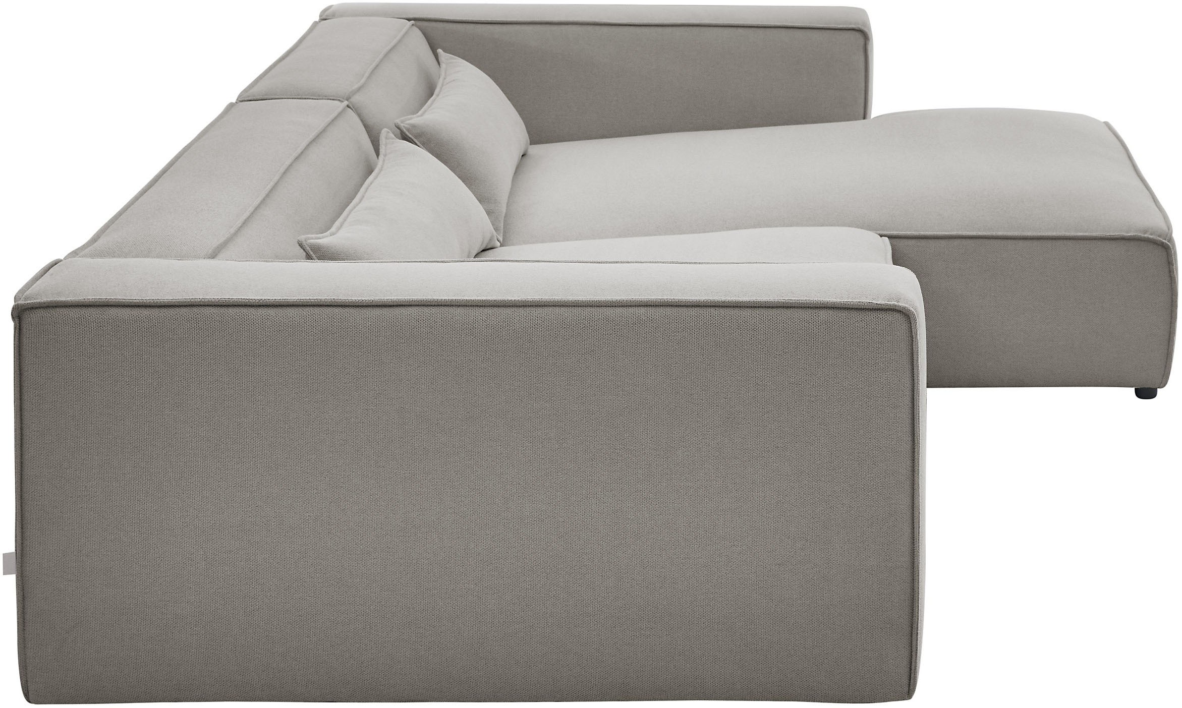 LeGer Home by Lena Gercke Ecksofa »PIARA XXL, Big-Sofa in Cord oder Leinenoptik, L-Form, mit Kedernaht«, wahlweise Ottomane rechts/links, schwarze Füße, extra tiefe Sitzfläche