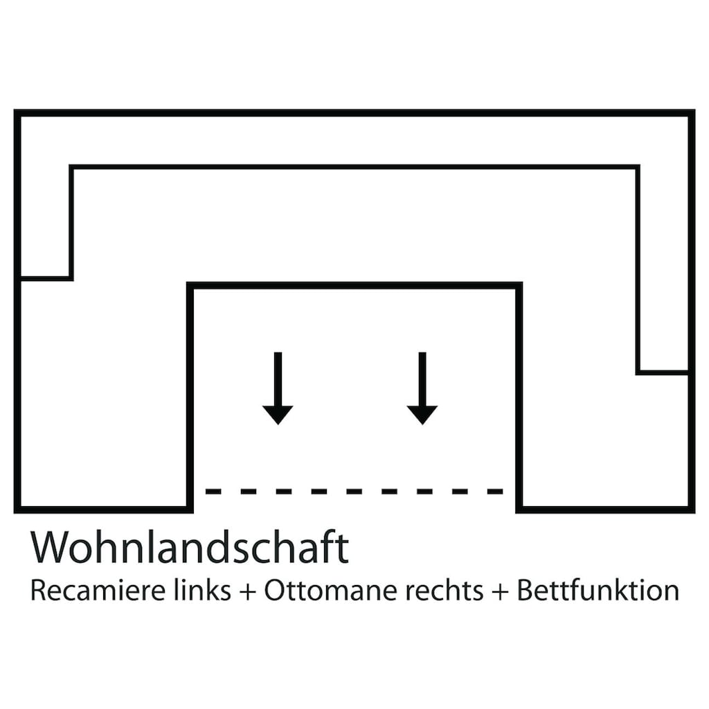 TRENDMANUFAKTUR Wohnlandschaft »Reggae, U-Form«, wahlweise mit Bettfunktion