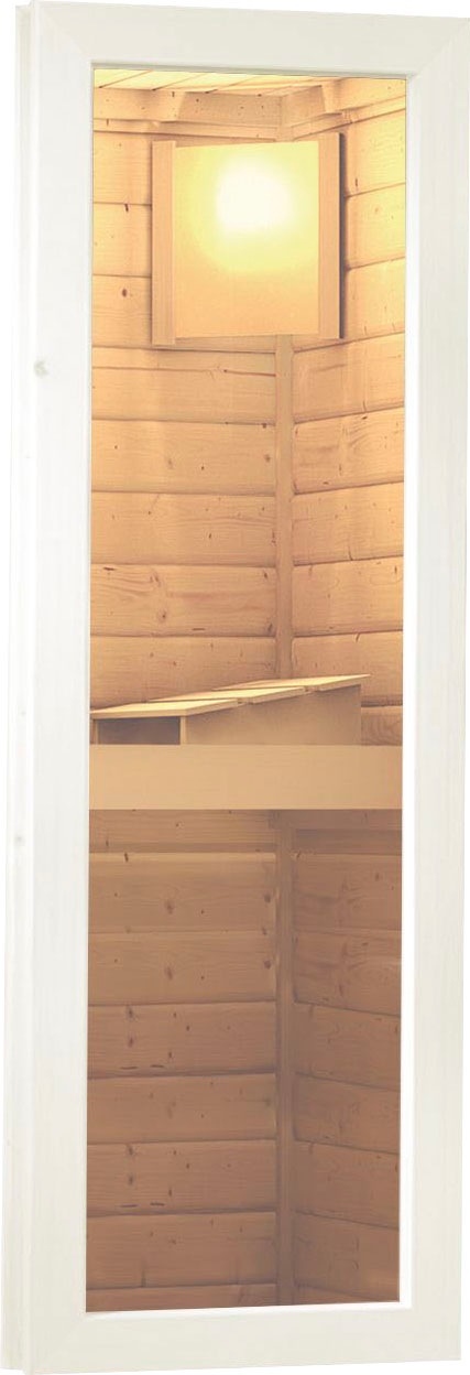 KONIFERA Saunahaus »Hagen«, terragrau, mit Ofen 9 KW externe Strg easy