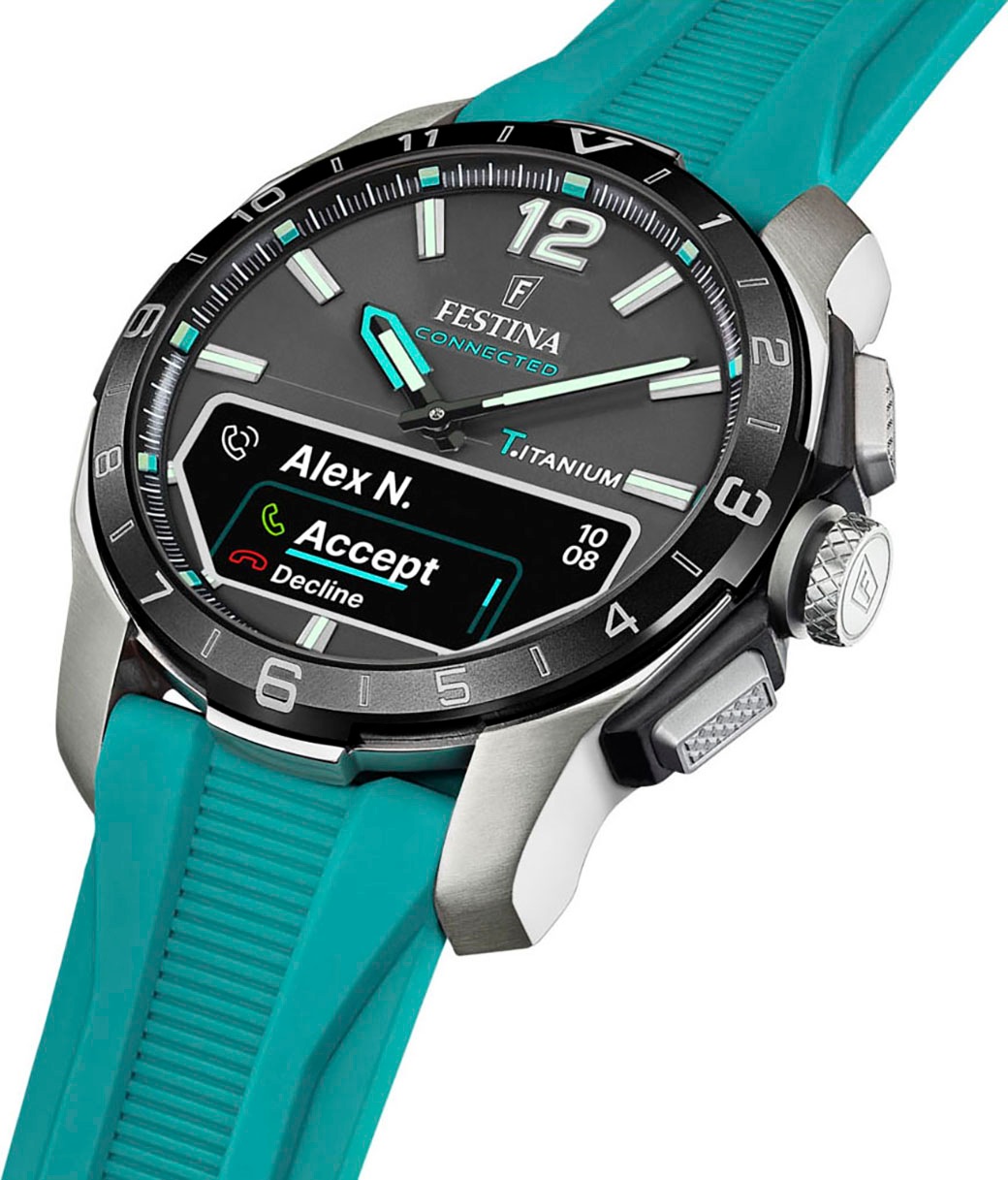 Festina Smartwatch »Connected D«, Armbanduhr, Herrenuhr, Schrittzähler, Weltzeit, Stoppfunktion, Titan)