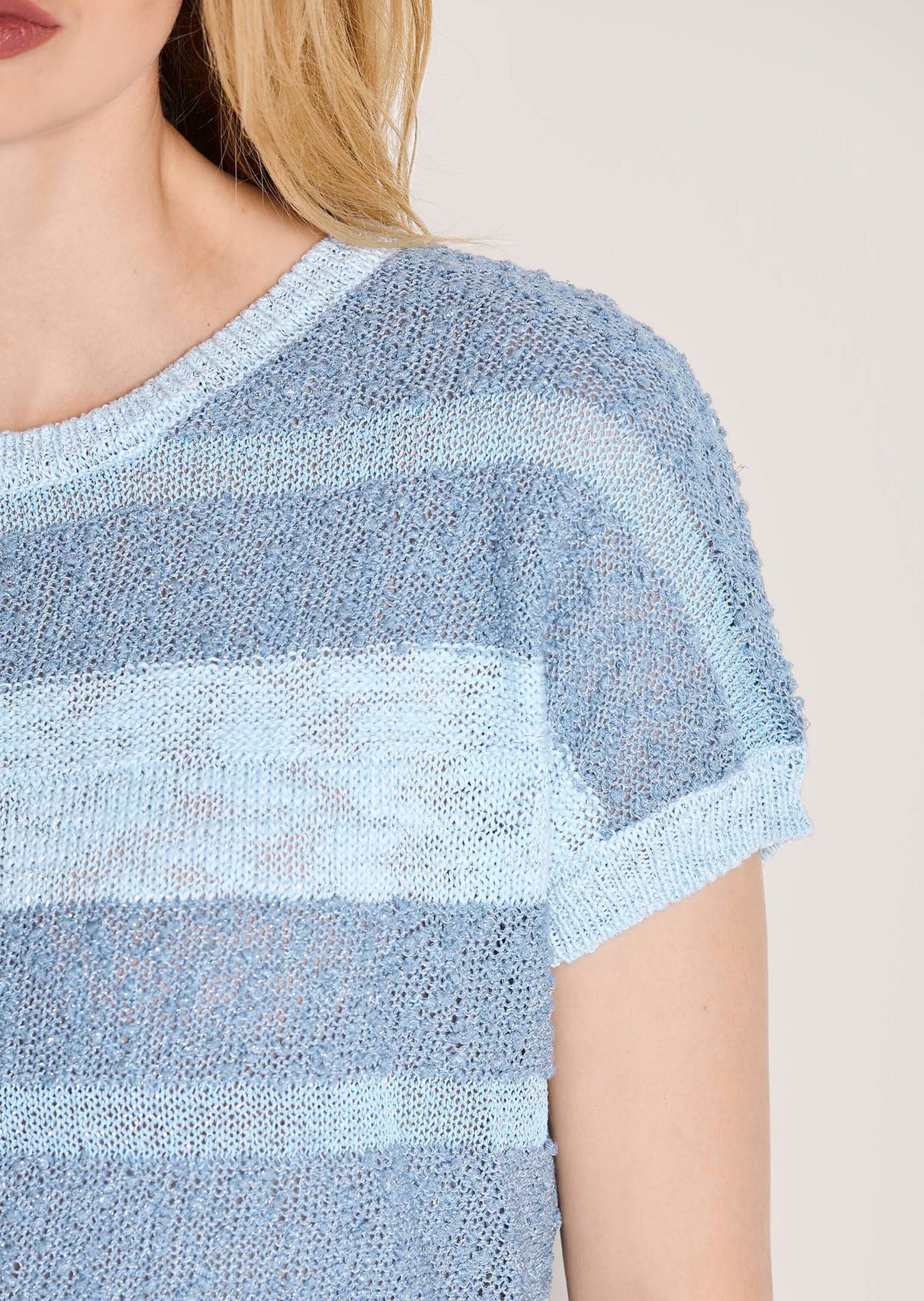 MADELEINE Longpullover »Pullover Kurzarm-Pullover mit Glanz-Effekt«