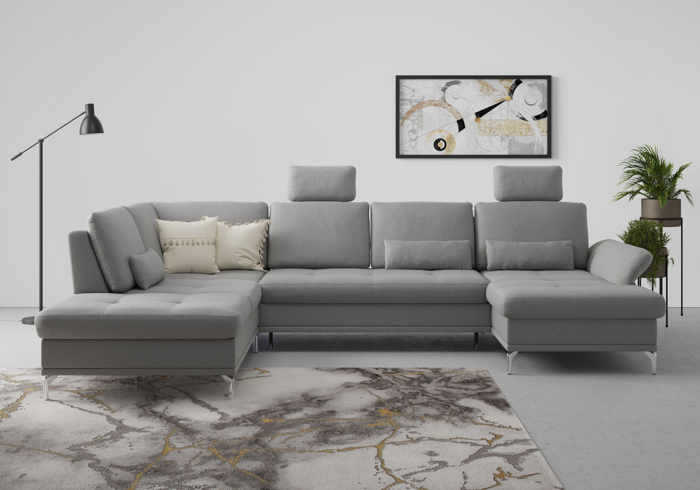 Home affaire Wohnlandschaft "Palm Beach U-Form" Federkern, mit Sitztiefenve günstig online kaufen