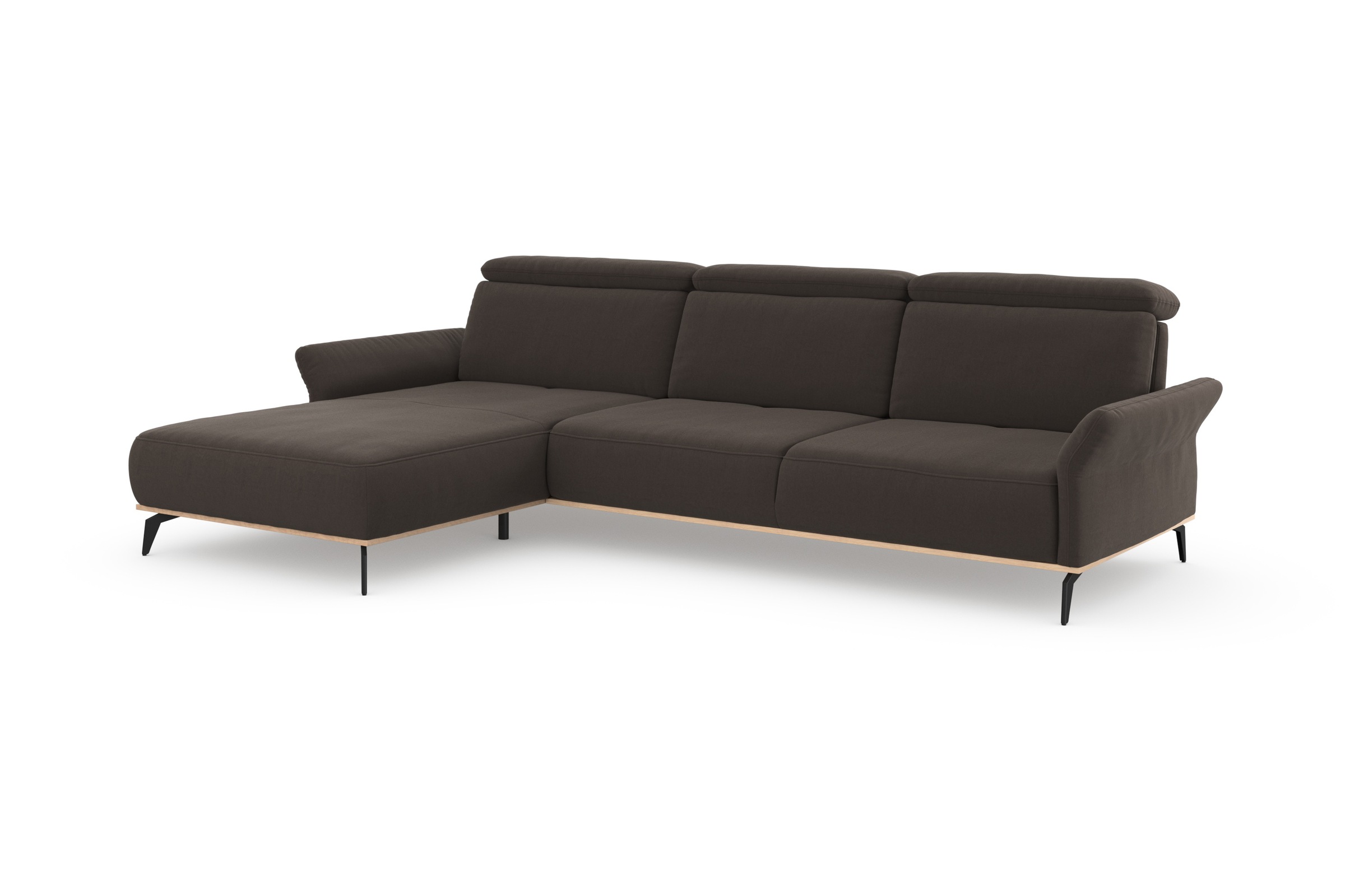 Ecksofa HOME AFFAIRE "Fjord L-Form", braun (nuss), B:324cm H:93cm T:184cm, 100% Polyester, Sofas, Ecksofa, massiv, wahlweise mit Armlehnfunktion, Kopf- Sitztiefenverstellung 8