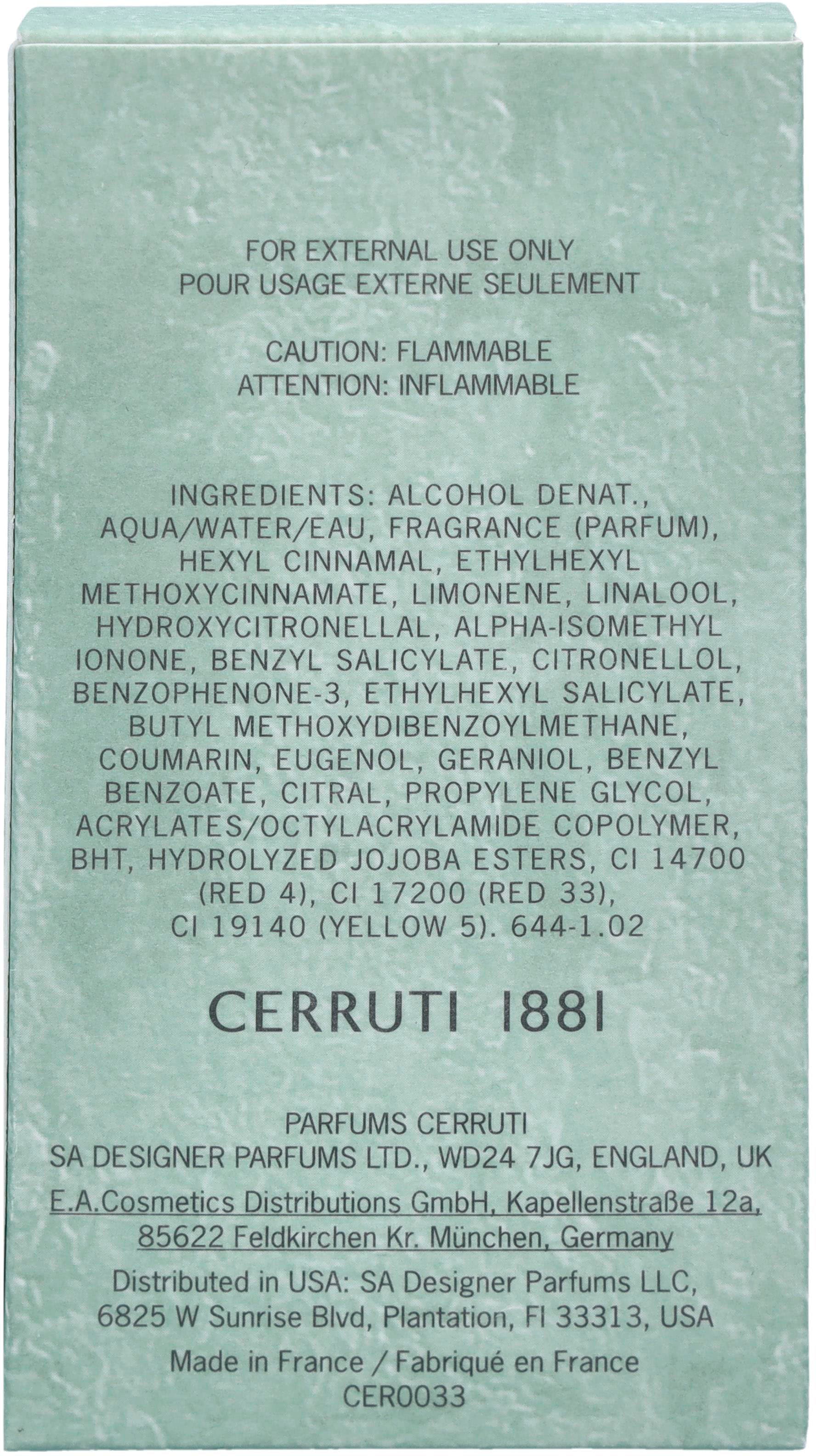 CERRUTI Eau de Toilette »Cerruti 1881 Homme«, mit würzigen Kräutern in der Eröffnung