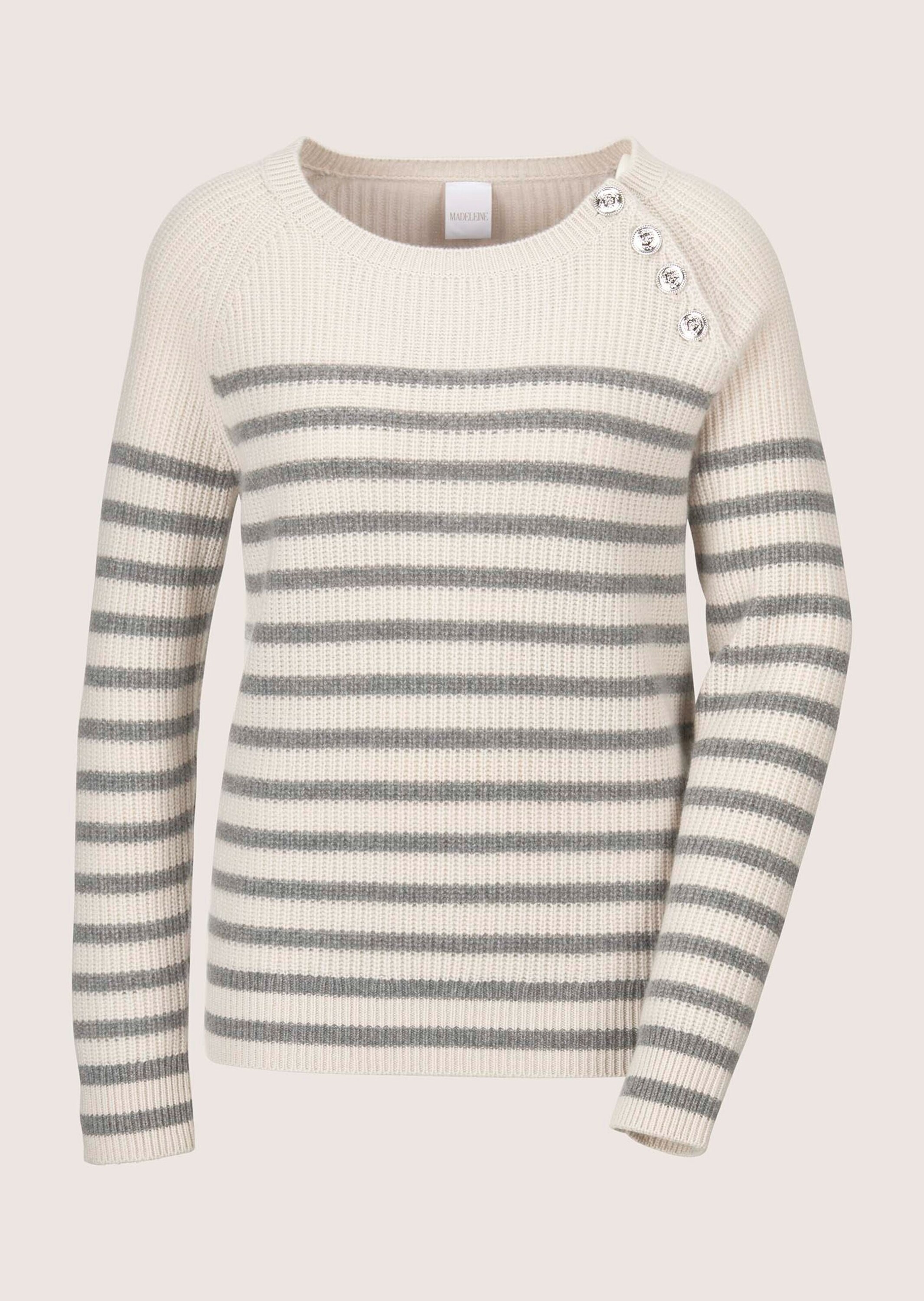 MADELEINE Longpullover "Strickpullover Eleganter Wollpullover mit Ringelmus günstig online kaufen
