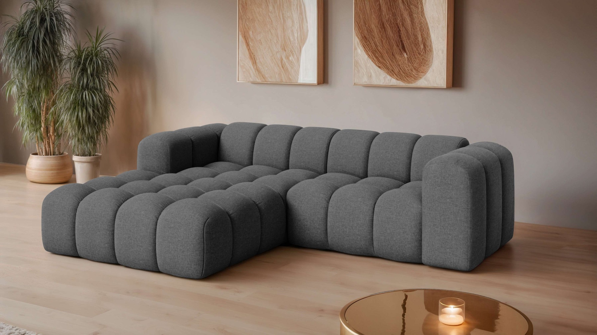 OTTO home Ecksofa "KALLIE Design-Sofa mit Wellenunterfederung, Bubble-Optik günstig online kaufen