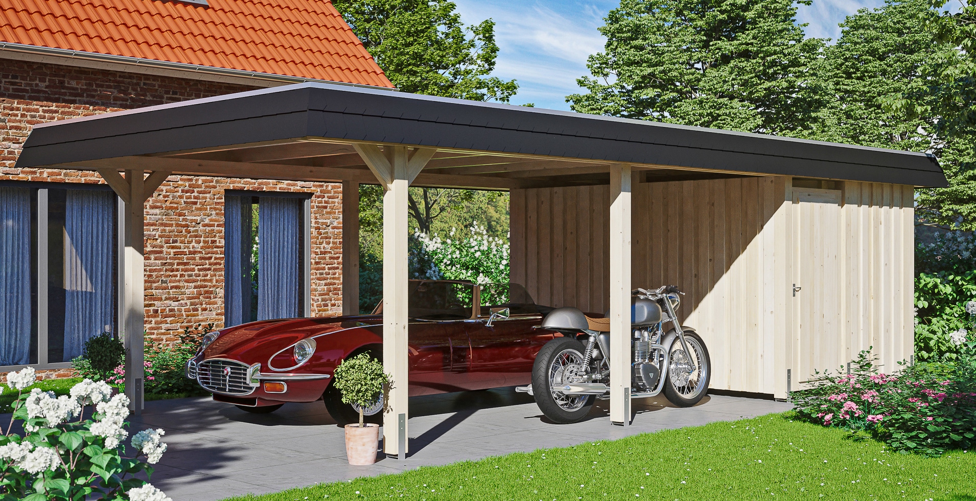 Skanholz Einzelcarport "Wendland" Leimholz 341 cm natur