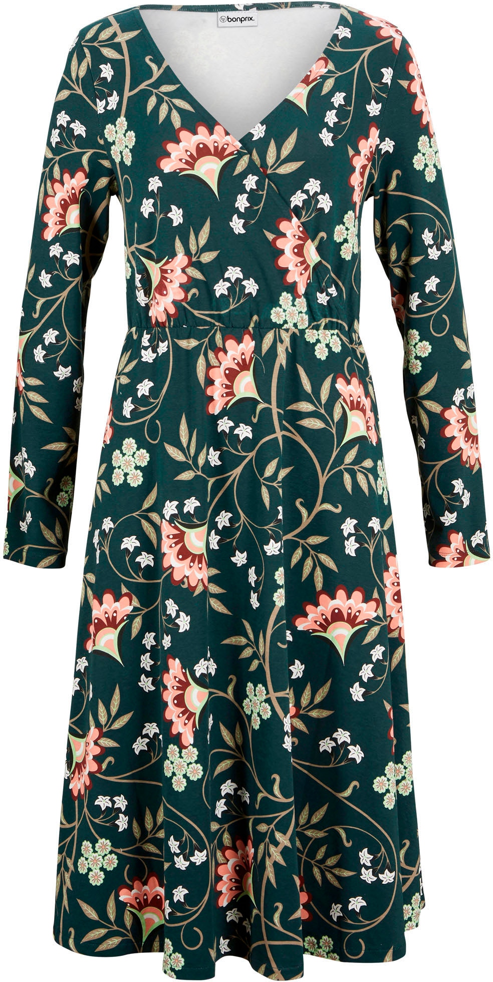 bonprix Jerseykleid »Baumwoll-Jerseykleid in Wickeloptik« für Alltag, aus Baumwolle und Elasthan, mit Wickeloptik