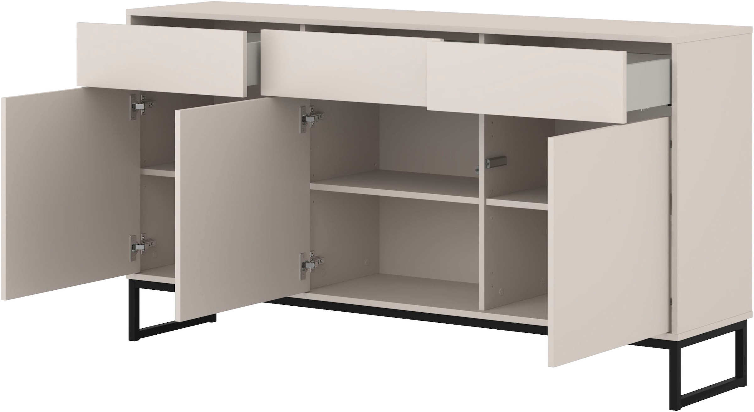 OTTO home Sideboard »Olbia, Breite 157 cm, grifflose Kommode 3 Türen/3 Schubkästen.« Schubladenkommode mit viel Stauraum, Einlegeböden verstellbar