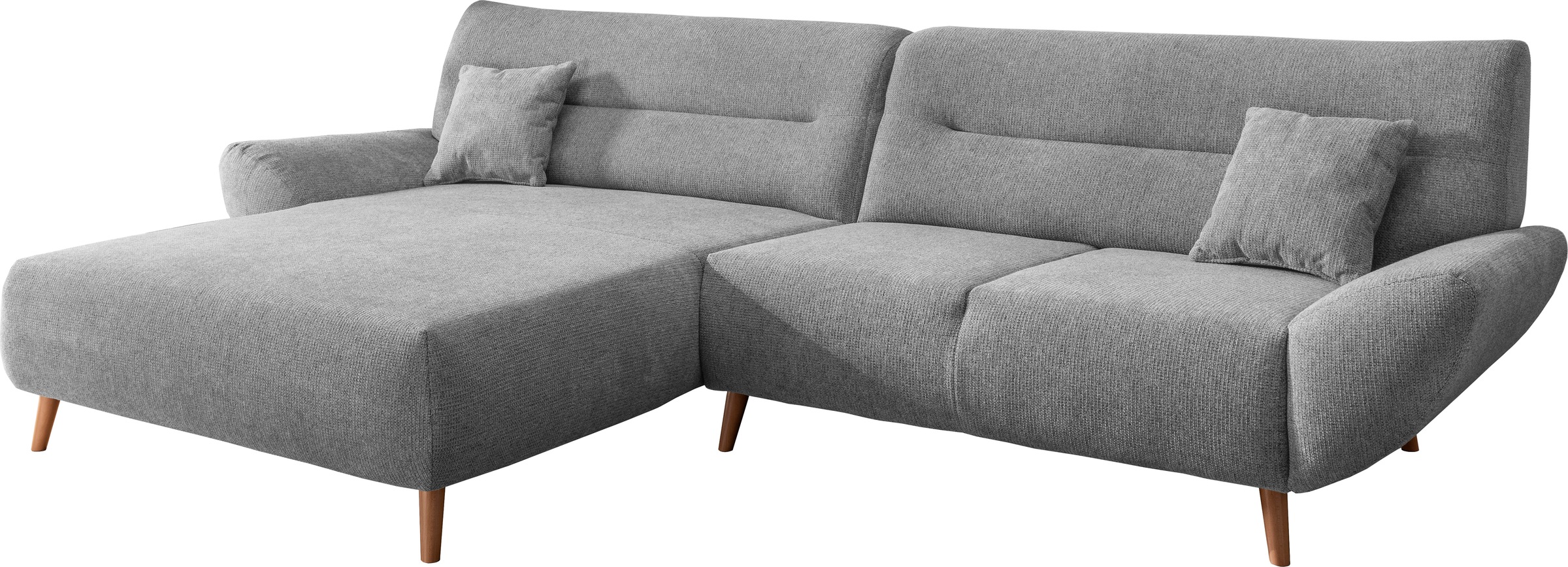 INOSIGN Ecksofa »Drago, elegant und zeitlos, komfortabel, Holzfuß, L-Form«, frei im Raum stellbar, inkl. 2 Zierkissen