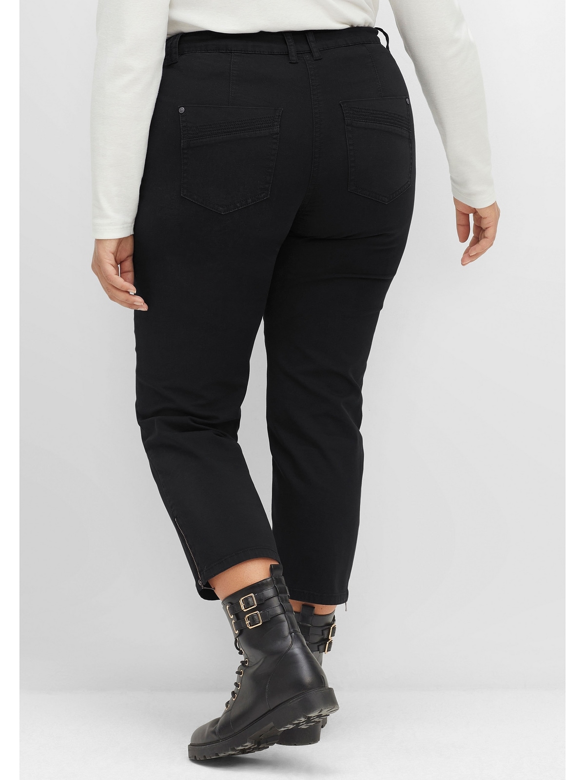 BAUR Sheego Größen«, Zipper-Details Stretch-Hose aus Baumwoll-Twill | bestellen für mit »Große