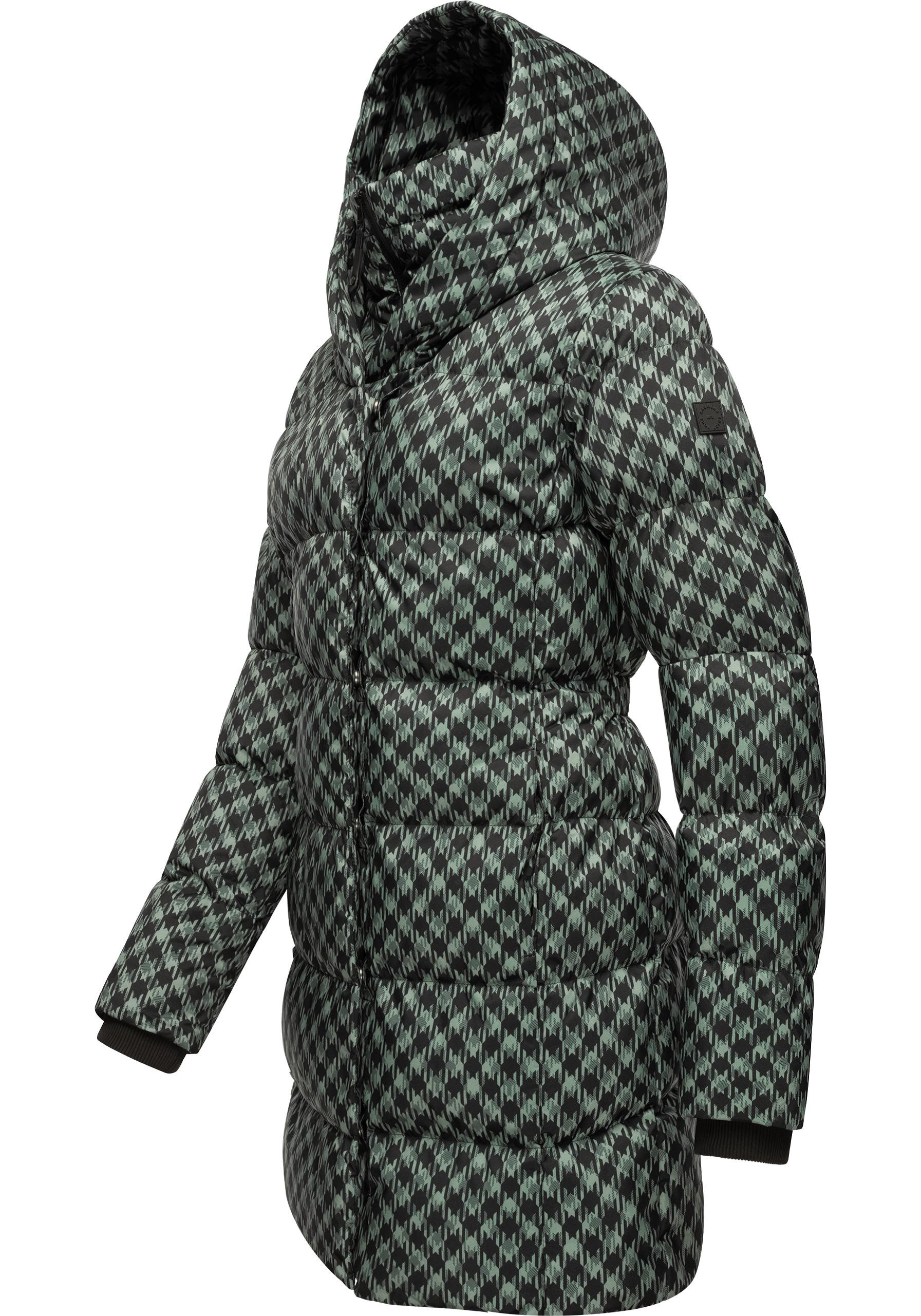 Ragwear Steppmantel »Niara Print«, wasserdichter Mantel mit angesagtem Hahnentritt Muster