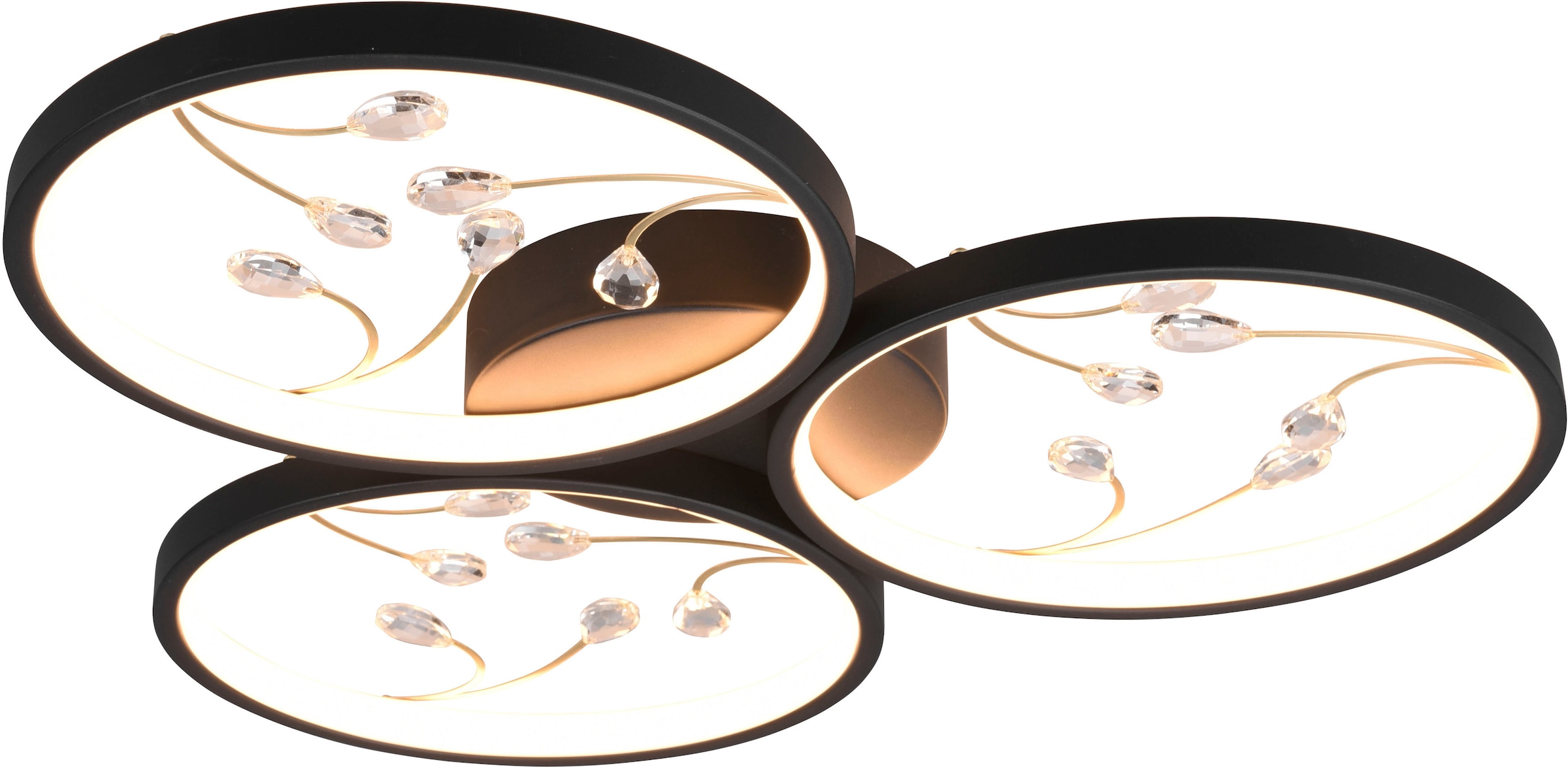 TRIO Leuchten LED Deckenleuchte »Groovy«, 3600 Deckenlampe Glas-Deko, Lumen flammig-flammig, 30W 3 BAUR 3000K | LED 1 mit Dimmstufen