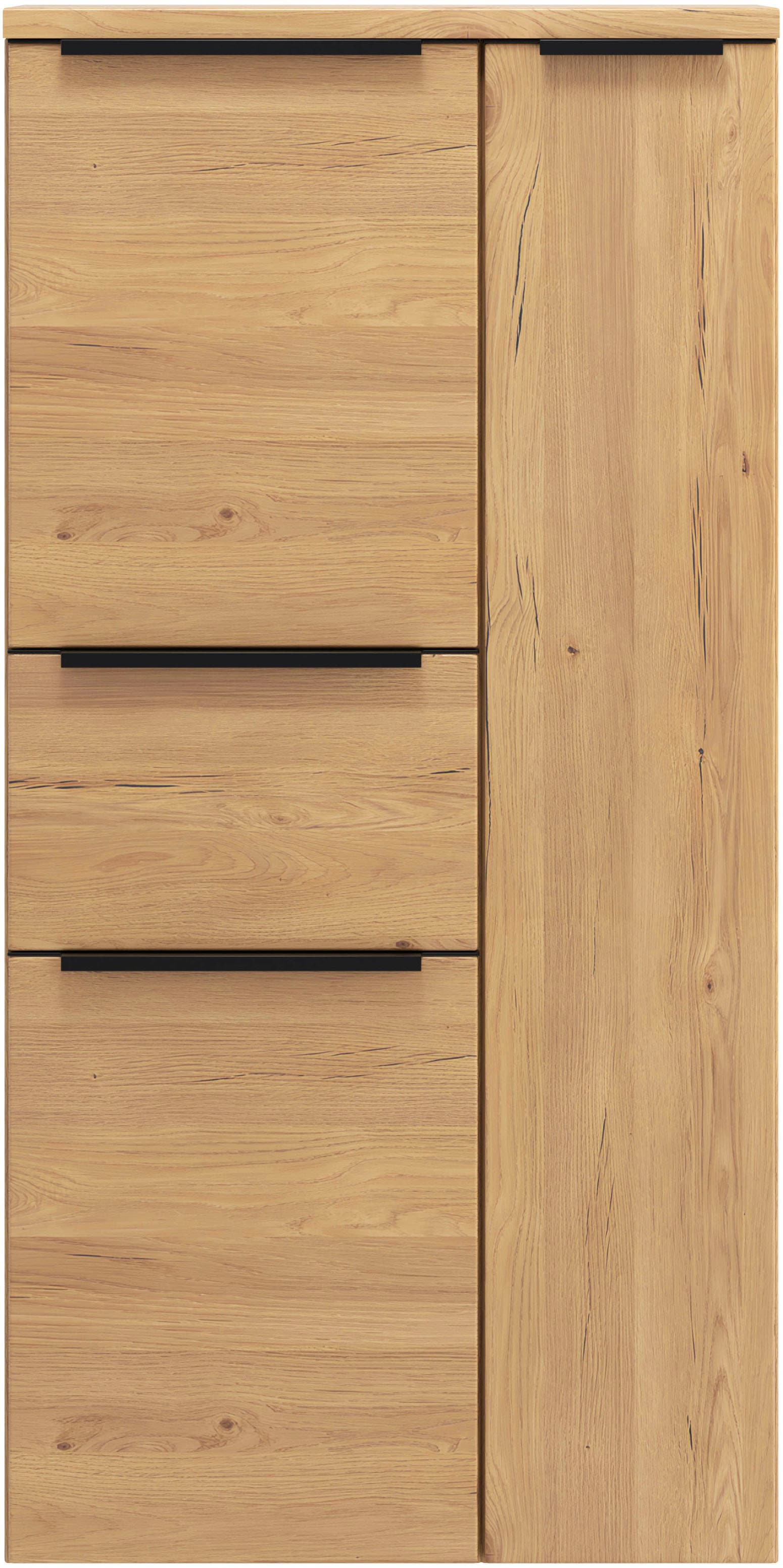 welltime Midischrank "MAILAND, Softclose-Auszug, gedämpfte Scharniere, hochwertiges MDF" Maße (B/H/T): ca. 65/130/35 cm, Wildeiche, gedämpfte Scharniere und Softclose-Auszug
