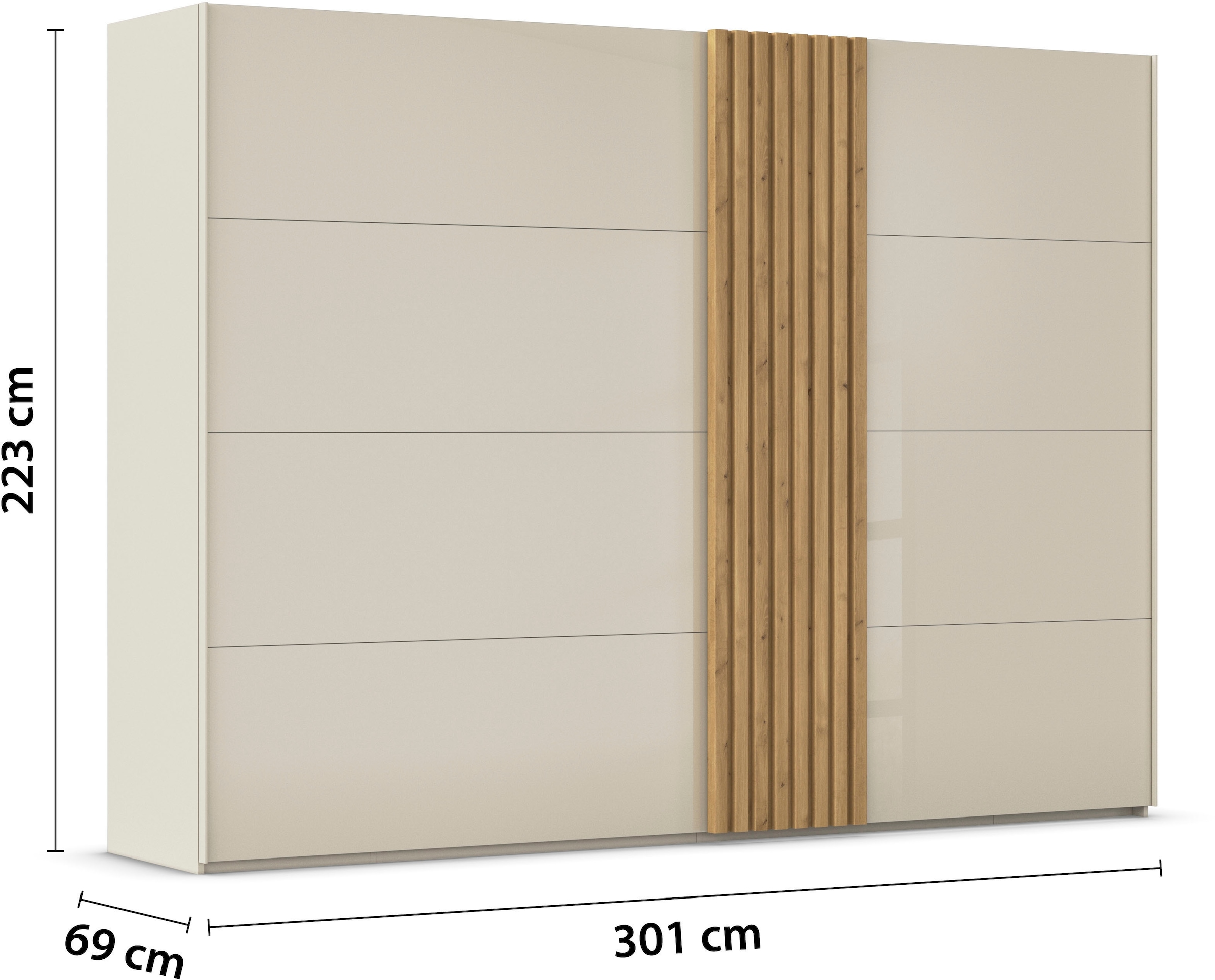 rauch Schwebetürenschrank »Kleiderschrank Schrank Garderobe Wäscheschrank TEGIO«, mit hochwertigen Holzdekoraufleistung und Glasfront MADE IN GERMANY