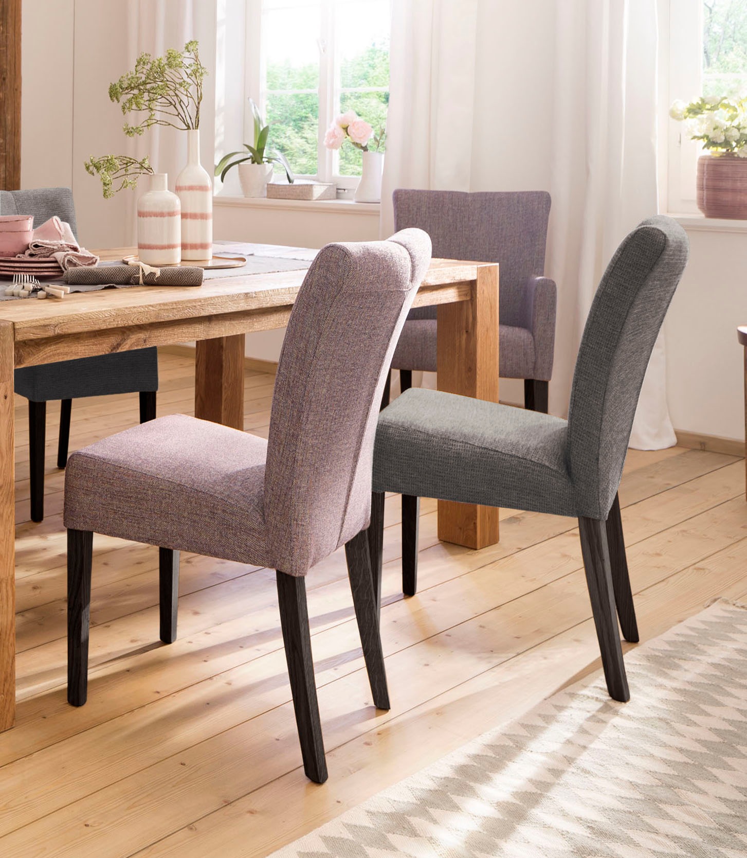 Home affaire Esszimmerstuhl "Queen" (Set) 2 Stk.Beine aus massiver Buche, w günstig online kaufen