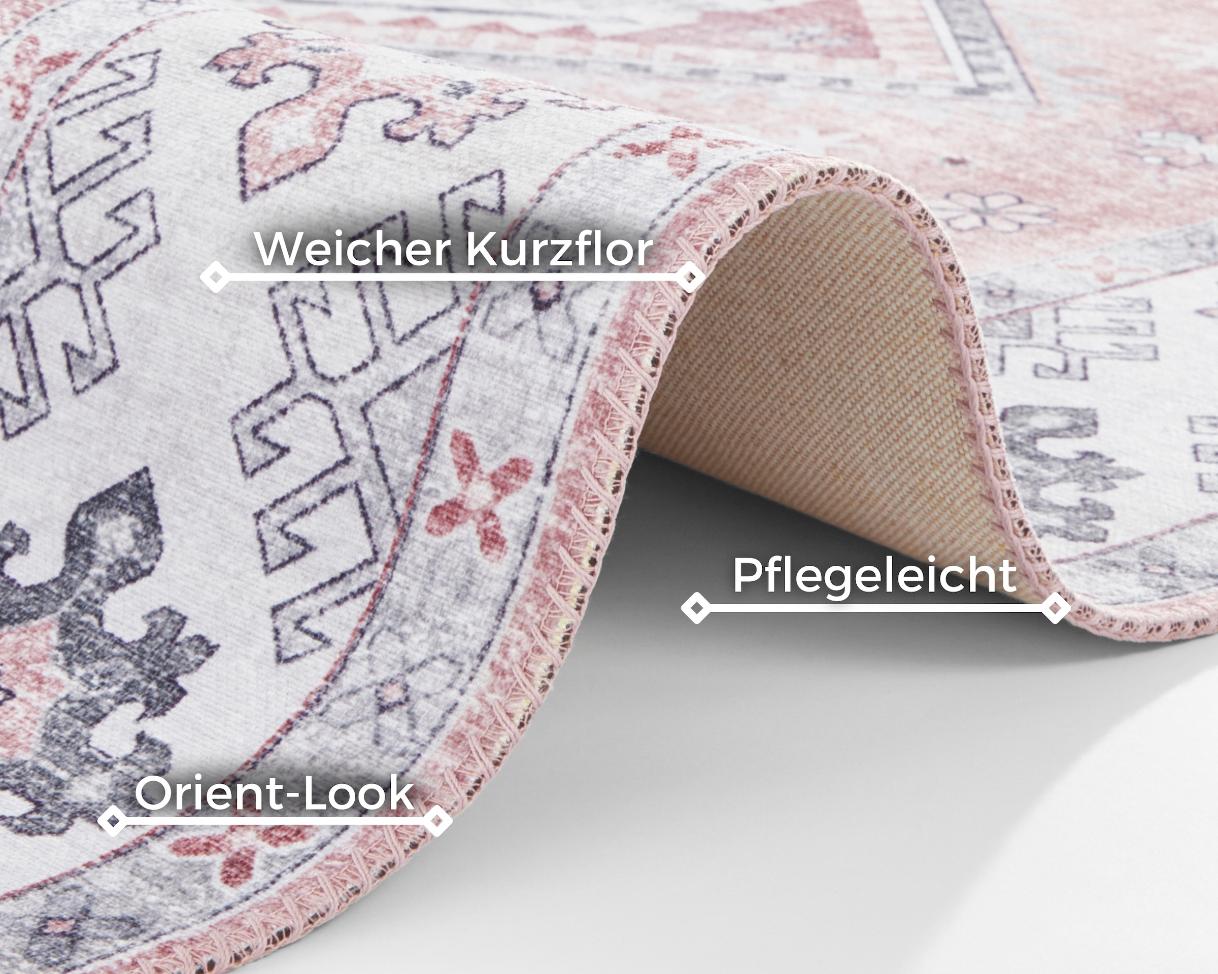 NORTHRUGS Teppich »Gratia«, rechteckig, 5 mm Höhe, Orientalisch, Vintage, Flachgewebe, Läufer, Wohnzimmer, Schlafzimmer