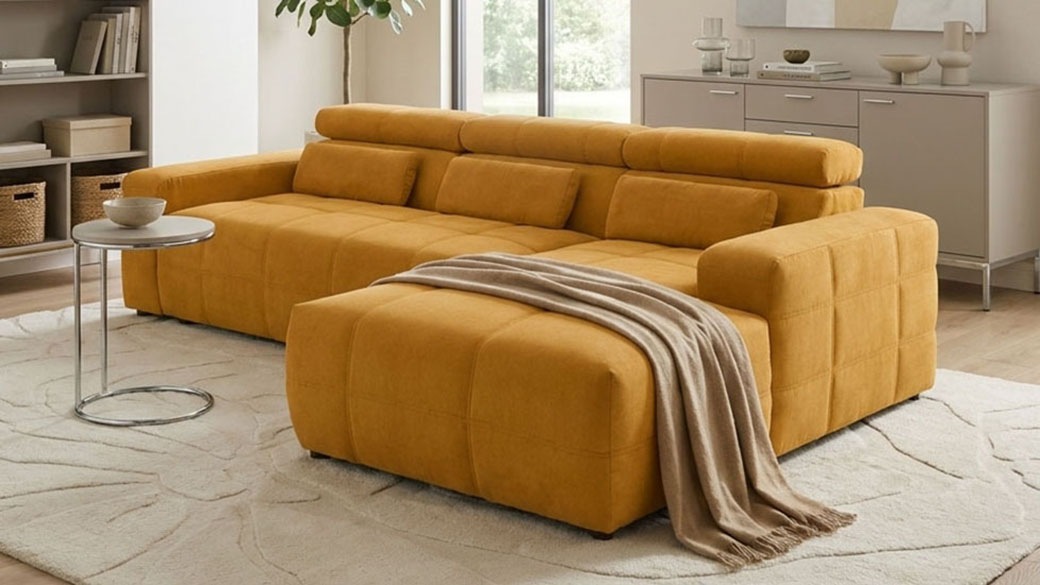 OTTO home Ecksofa "Ballerup 235 x 175 cm, auch mit verstellbarer Sitztiefe" Kopfteile verstellbar, aus pflegeleichtem, weichem Bezugsstoff, L-Form