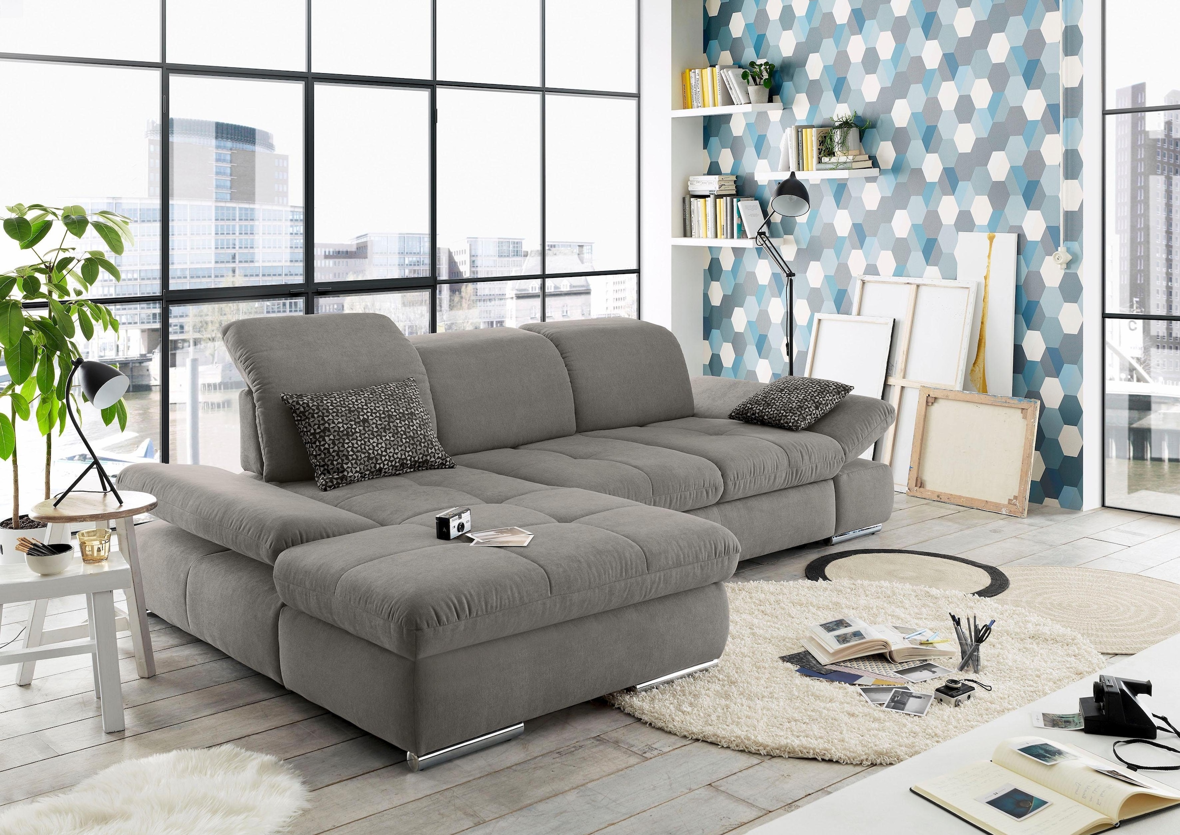 set one by Musterring Ecksofa "SO4100 V" mit verstellbaren Kopfteilen, wahl günstig online kaufen