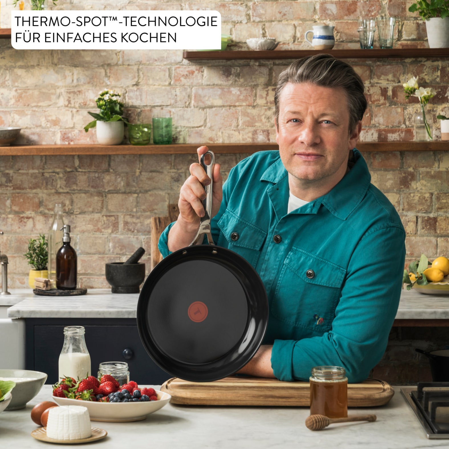 Tefal Bratpfanne »Jamie Oliver Smart Cook« Edelstahl Set, 2 tlg. Antihaftbeschichtete Keramikoberfläche, Thermo-Spot, Induktion