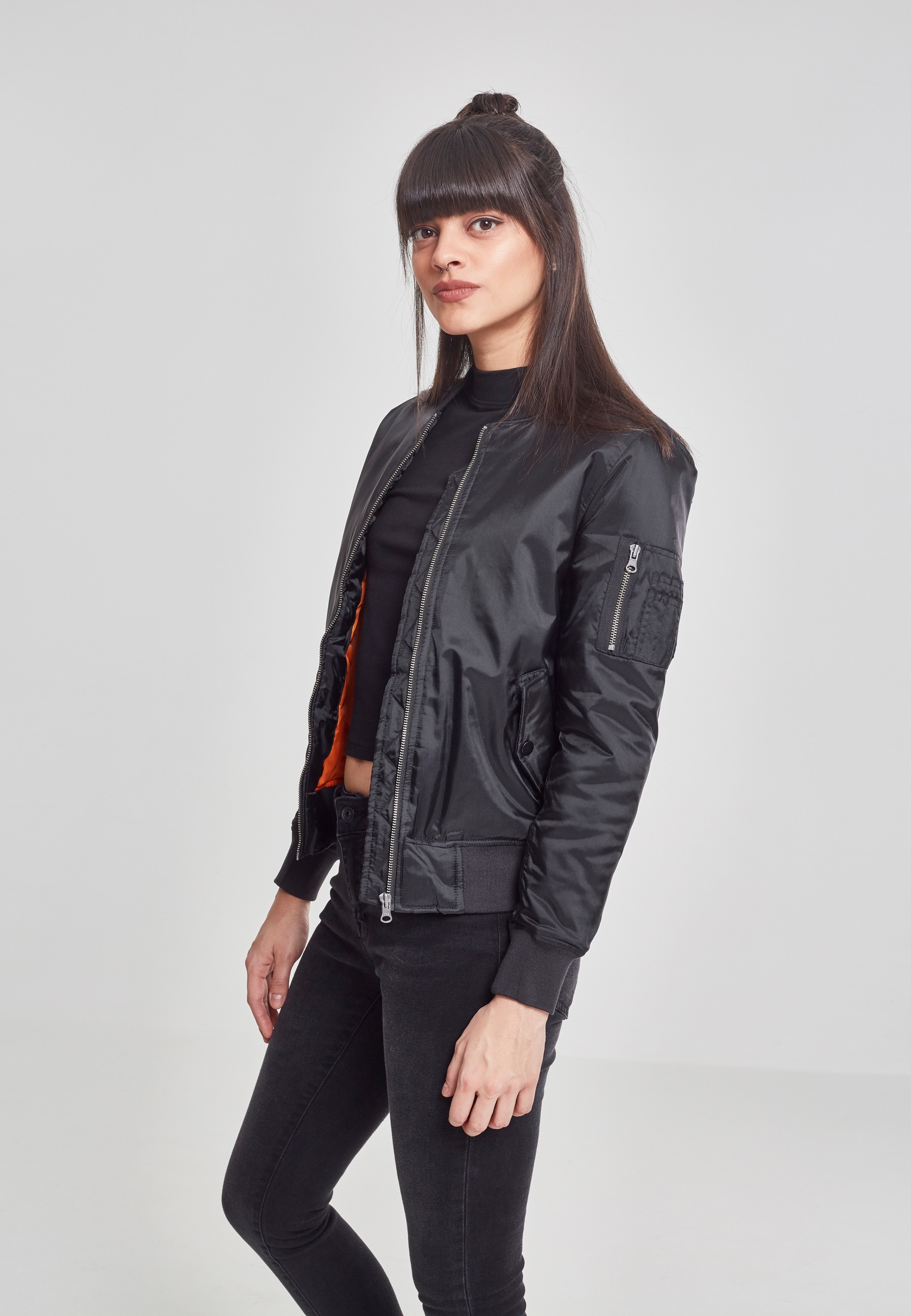 URBAN CLASSICS Allwetterjacke »Urban Classics Damen Ladies Basic Bomber Jacket« 1 Stk. tlg. ohne Kapuze