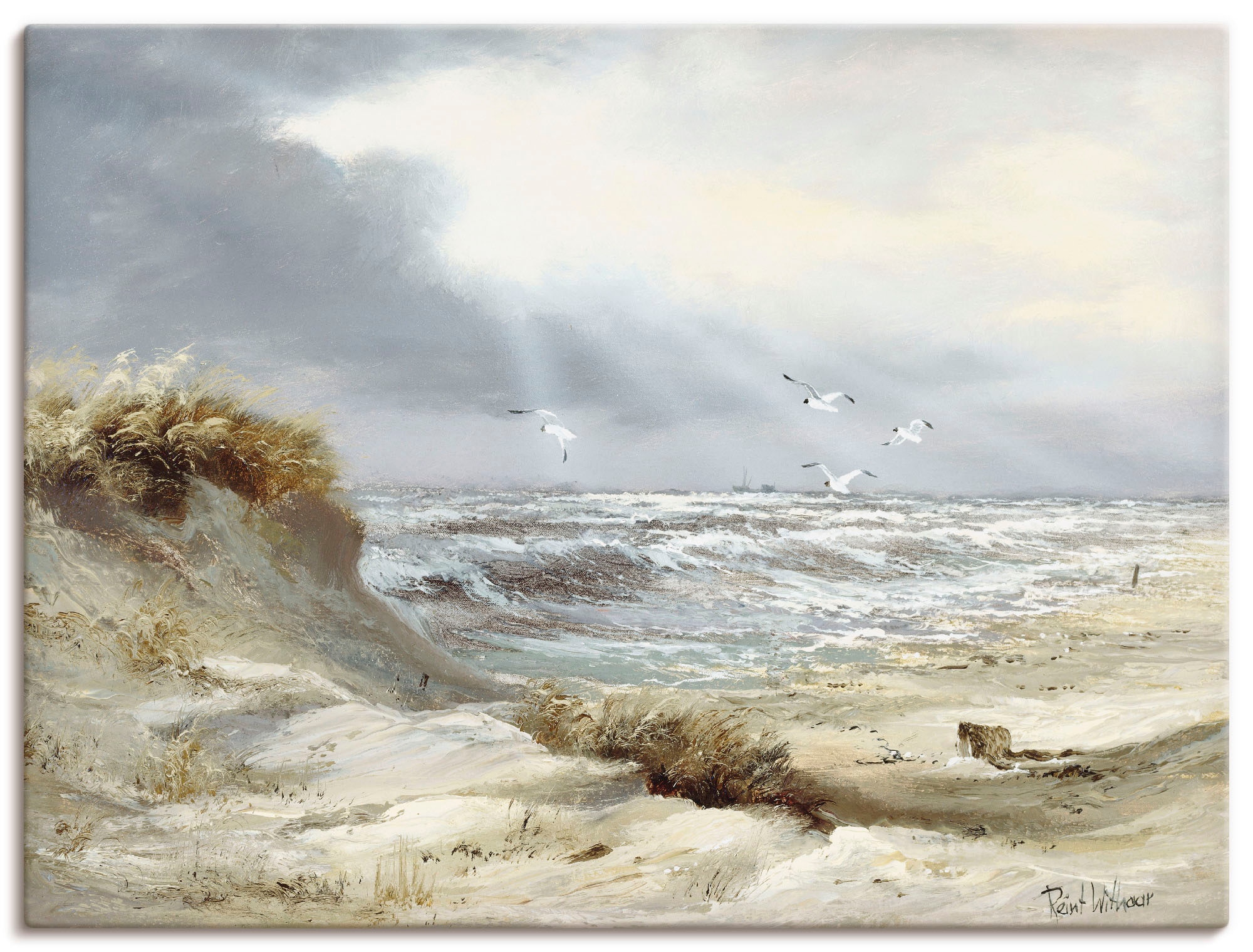 Artland Wandbild »Dünen an der stürmischen See«, Küste, (1 St.), als Leinwandbild, Poster, Wandaufkleber in verschied. Größen