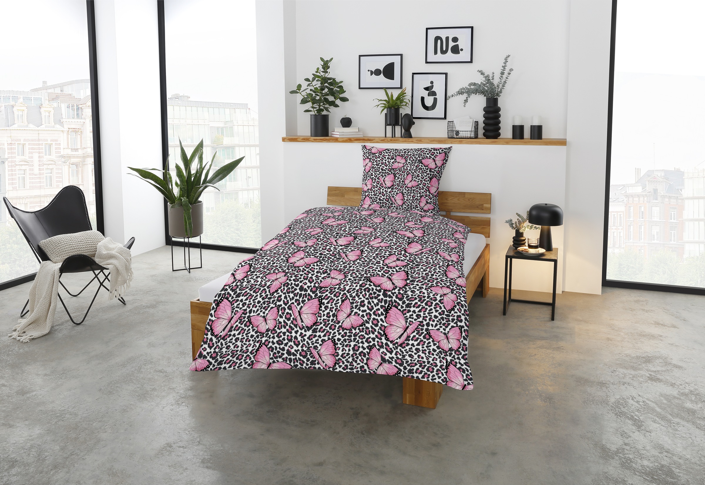 CASATEX Bettwäsche "Menga" 2 Stk. tlg. Schmetterlinge mit Leopardenprint günstig online kaufen