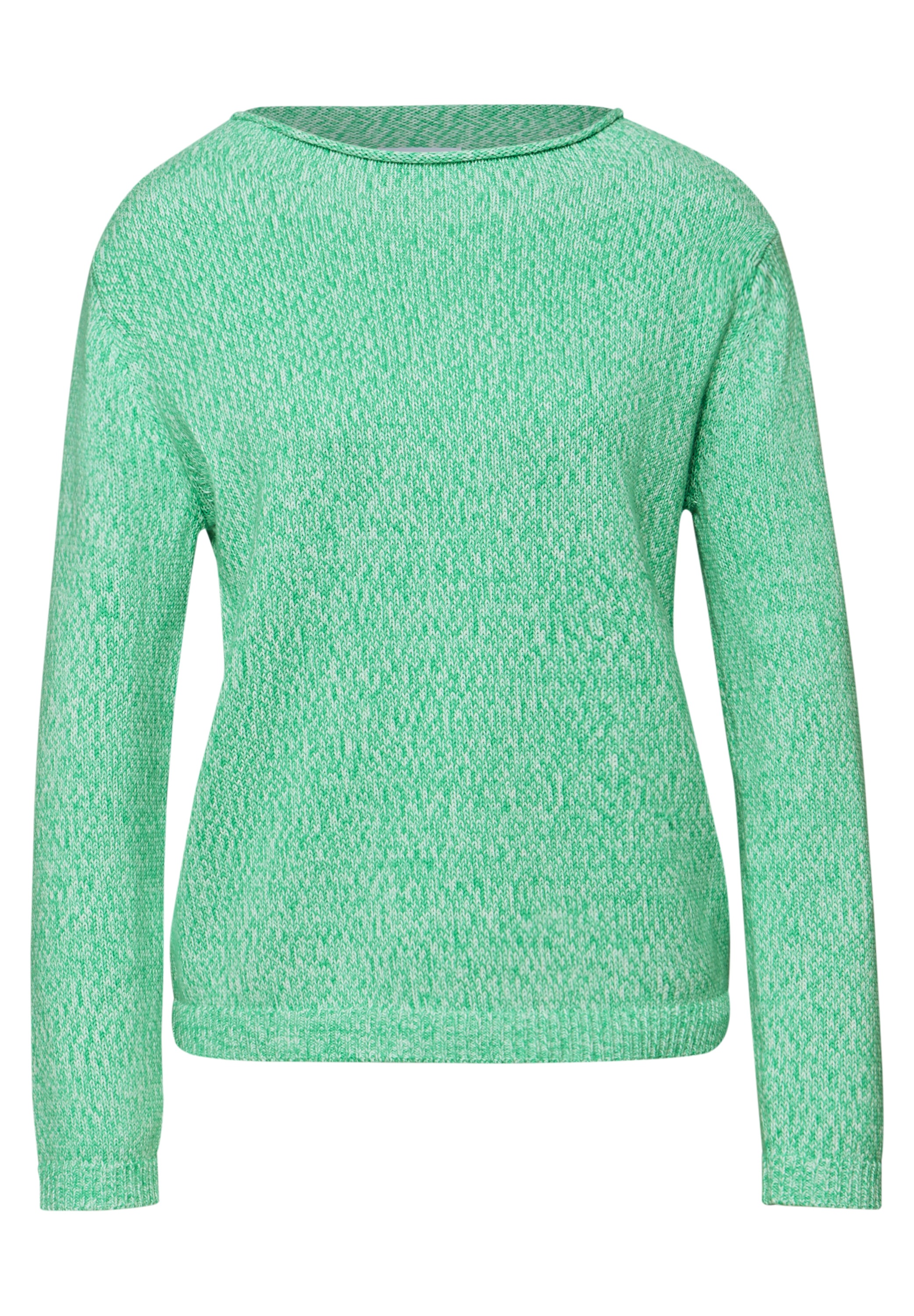 Strickpullover STREET ONE, Damen, Gr. 36, arcadia grün, Web, 100% Baumwolle, unifarben, comfort fit normal, U-Boot-Ausschnitt, Bündchen, Pullover Strickpullover, aus reiner Baumwolle 6