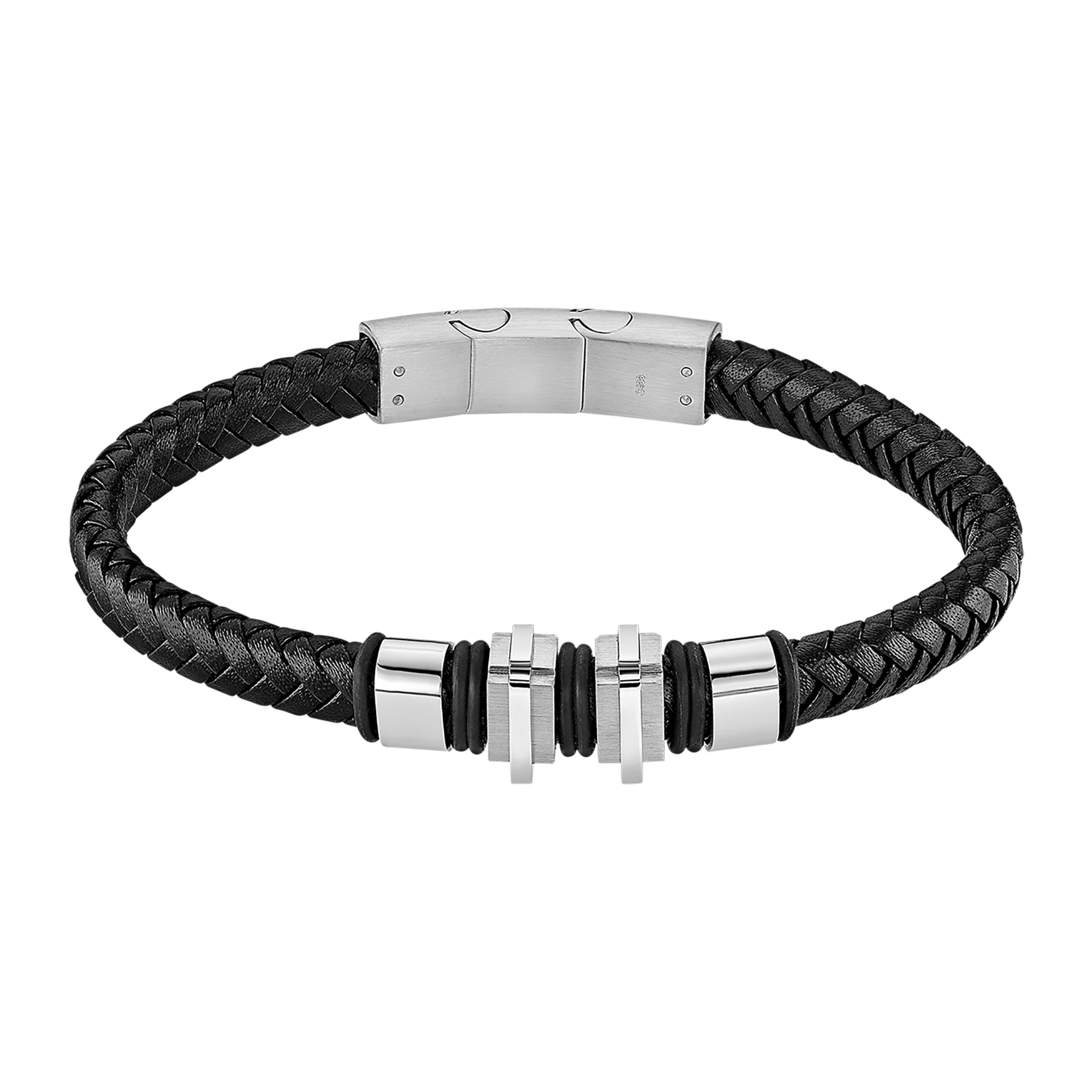 LOTUS Herren Armband "Temptation Game", 22,3cm, Edelstahl Kautschuk Leder, schwarz, Edelstahl, Kautschuk, Leder, Armbänder