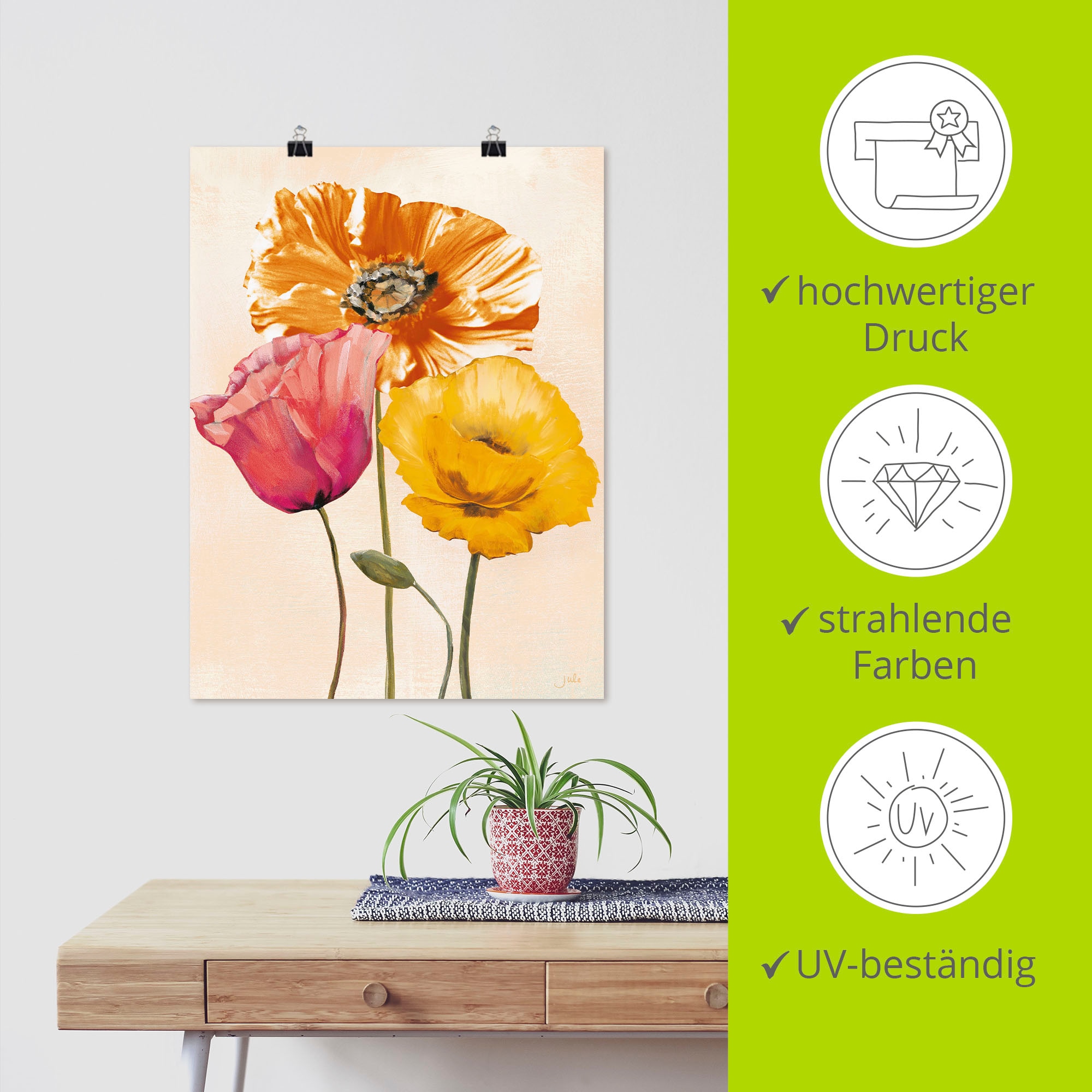 Artland Wandbild »Bunte Mohnblumen II«, Blumenbilder, (1 St.), als Leinwandbild, Poster, Wandaufkleber in verschied. Größen