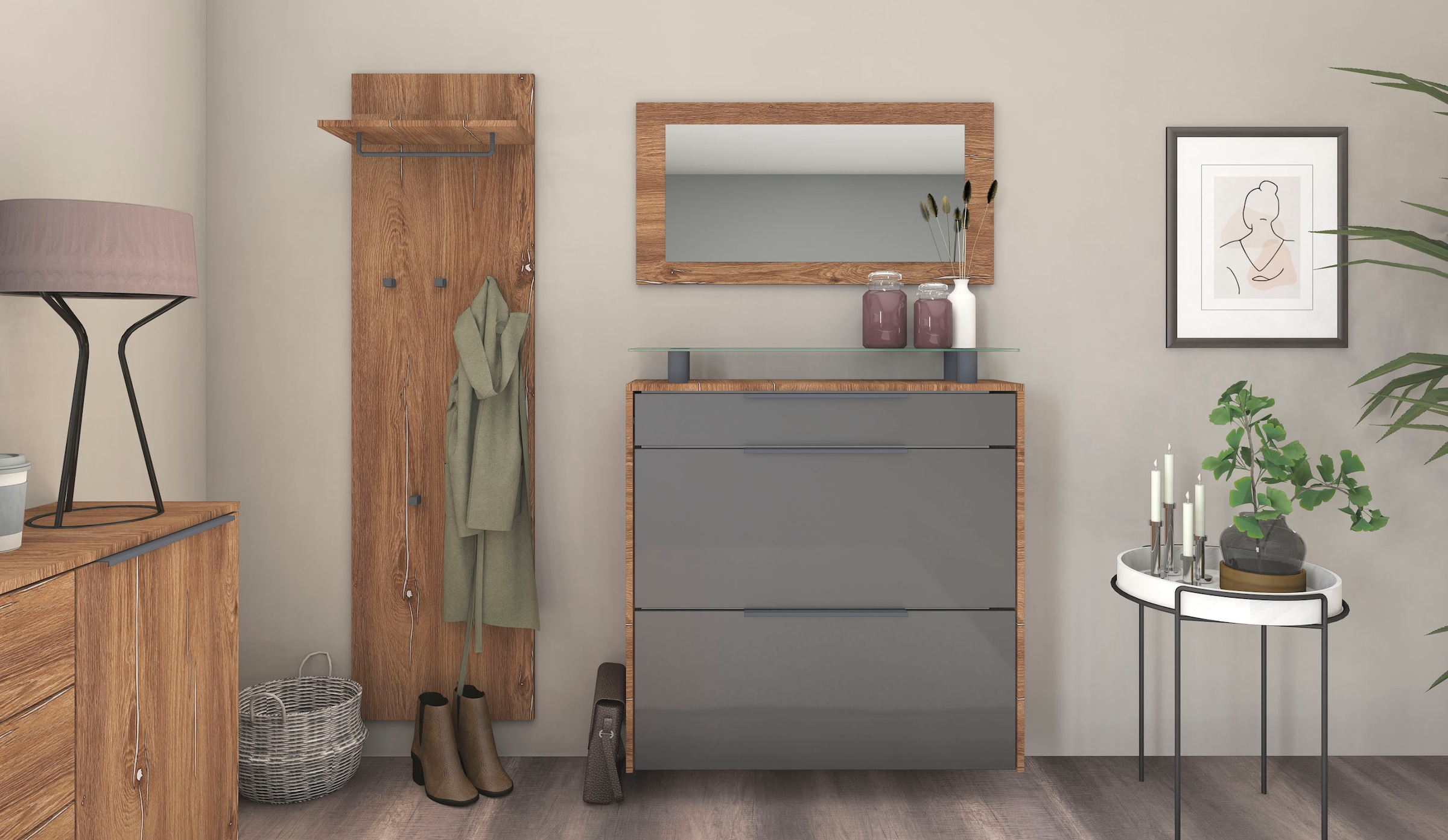 borchardt Möbel Garderoben-Set "Tom" 3 Stk. tlg. günstig online kaufen