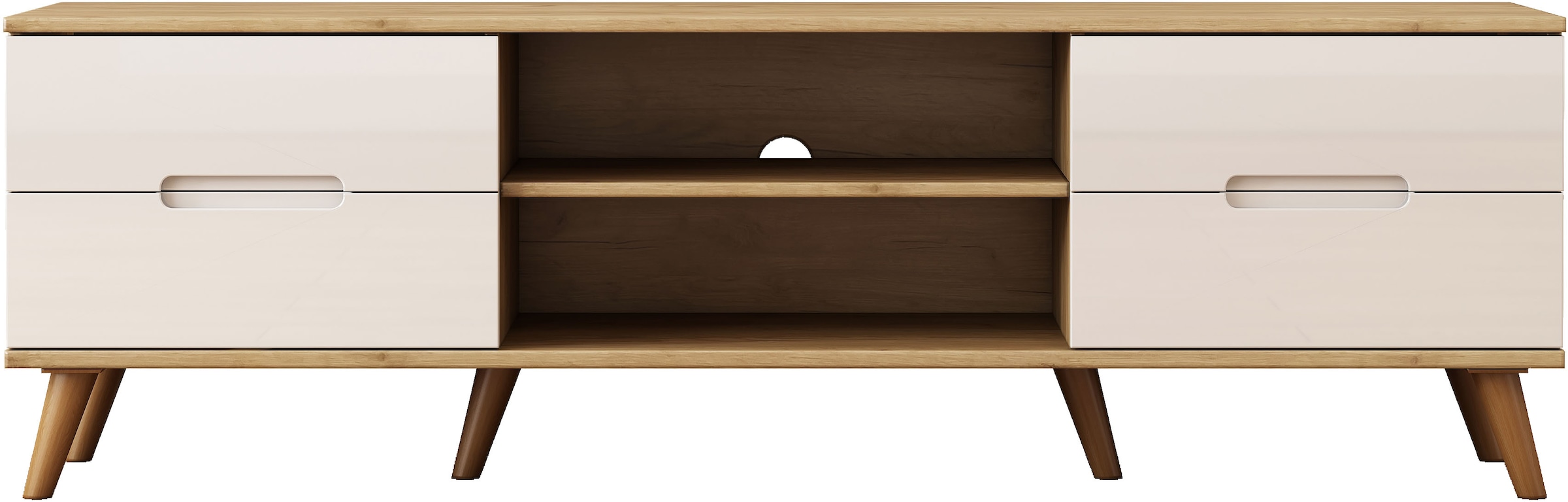 OTTO home TV-Board »Lund« glänzende Fronten, Kabeldurchführung, helles Holzdekor, Breite 160 cm