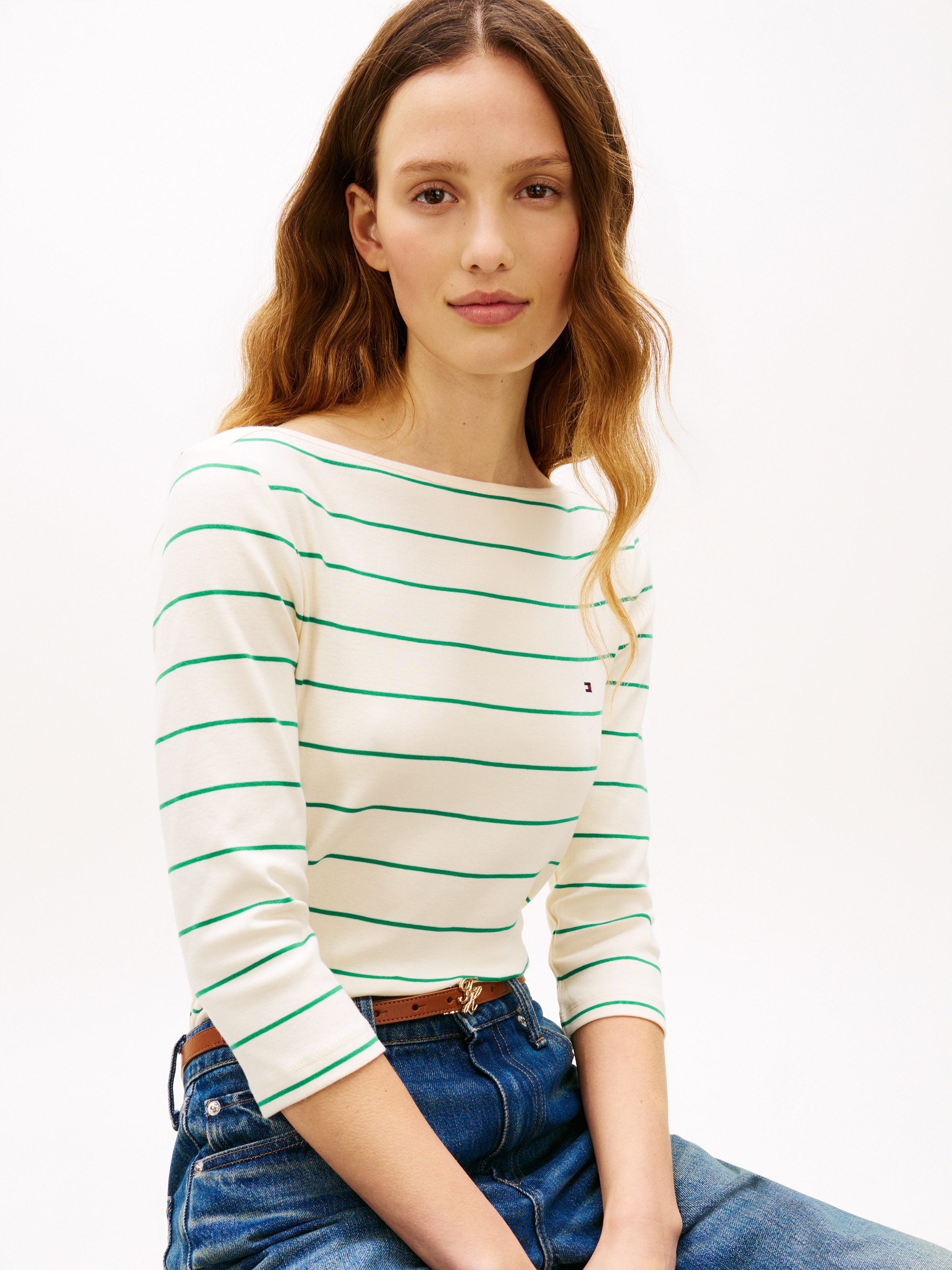 Tommy Hilfiger New Cody Slim Boat-Neck Shirt Green/Size M 4