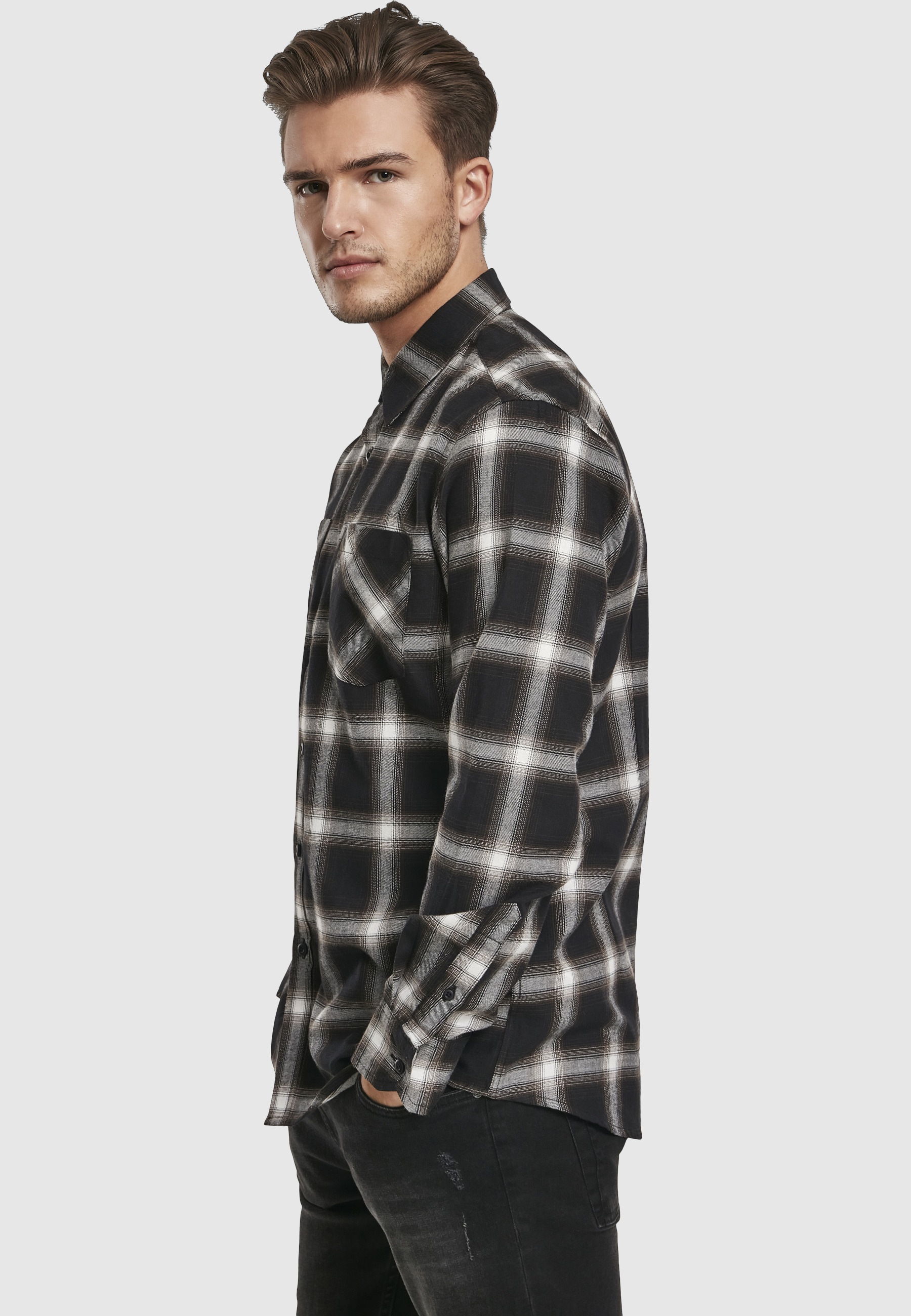 URBAN CLASSICS Kurzarmshirt »Urban Classics Herren Checked Flanell Shirt 6« 1 Stk.