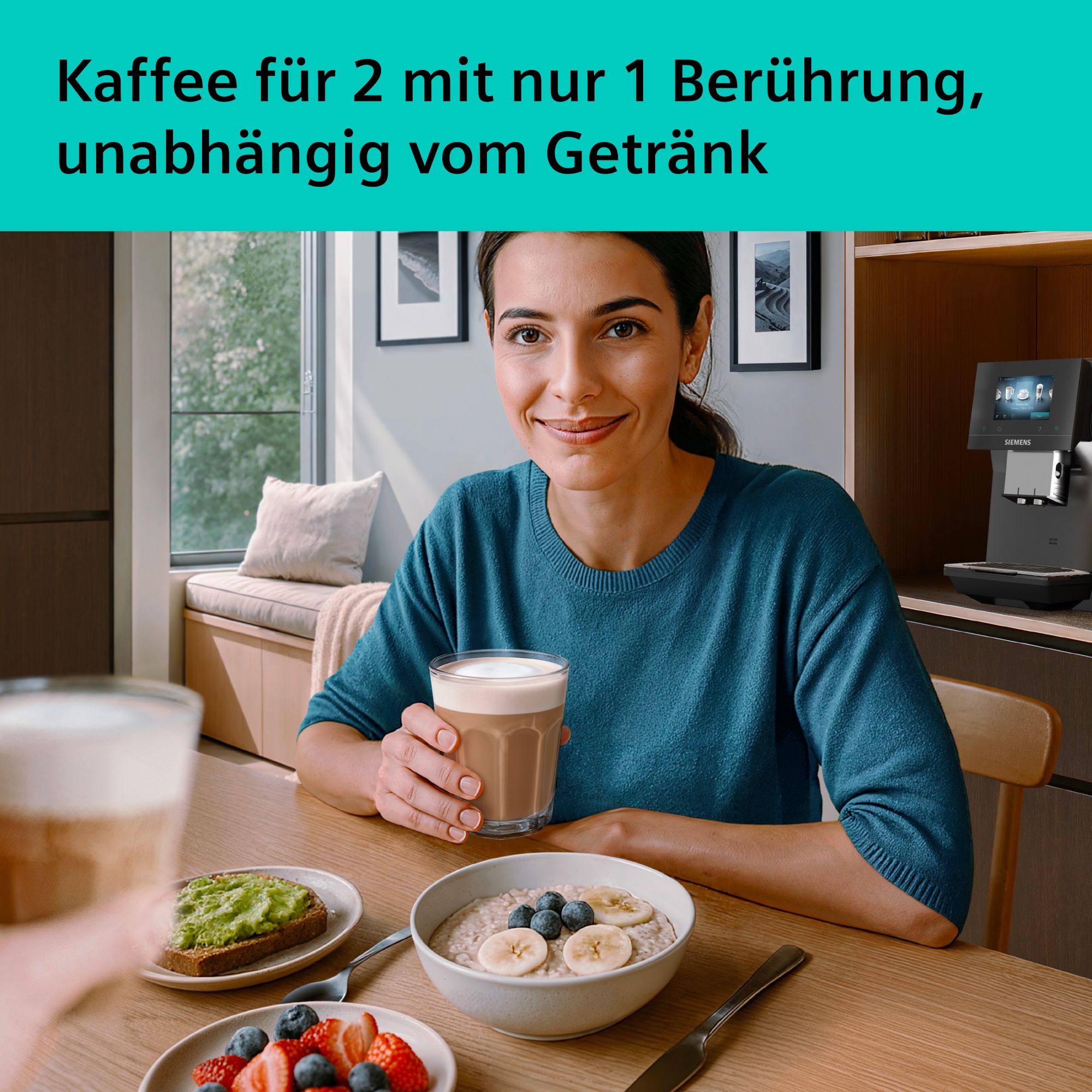 SIEMENS Kaffeevollautomat »TP725E01« farbiges Full-Touch-Display, Doppeltassenfunktion, sehr leise, grau