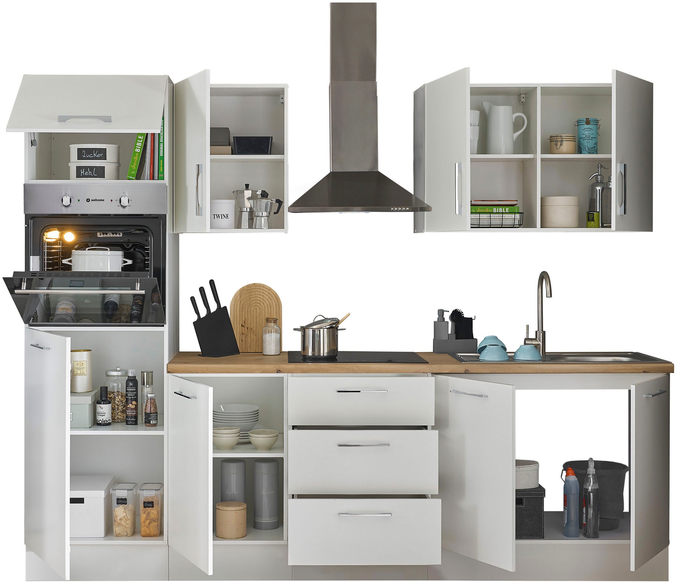 BASIC by Balculina Küchenzeile »Turin«, Breite 270 cm, wahlweise mit E-Geräten