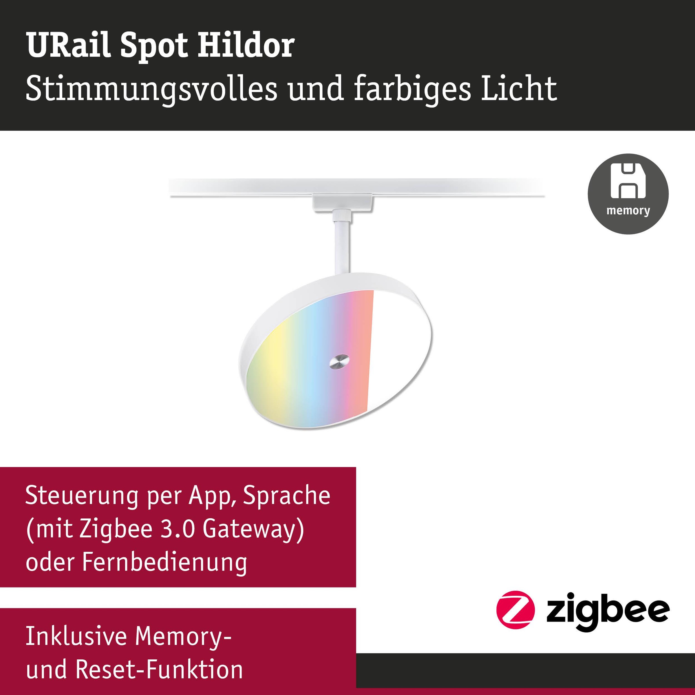 Paulmann Schienensystem-Leuchten »Hildor 500lm 7,5W RGBW+ dimmbar 230V« LED-Modul 1 Stk. Tageslichtweiß Smart Home