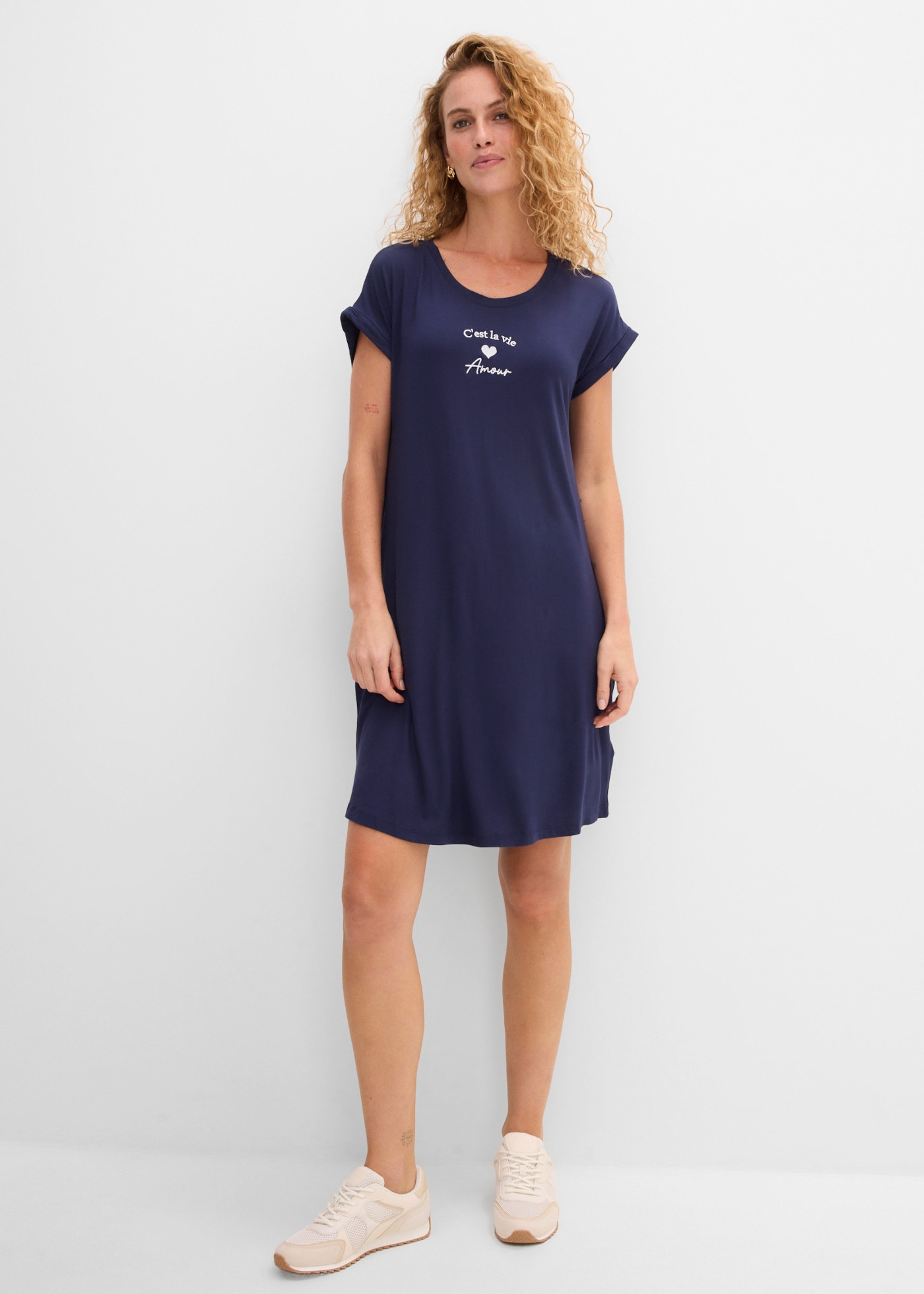 bonprix Jerseykleid lockere Passform, aus Viskose und Elasthan, mit Rundhalsausschnitt