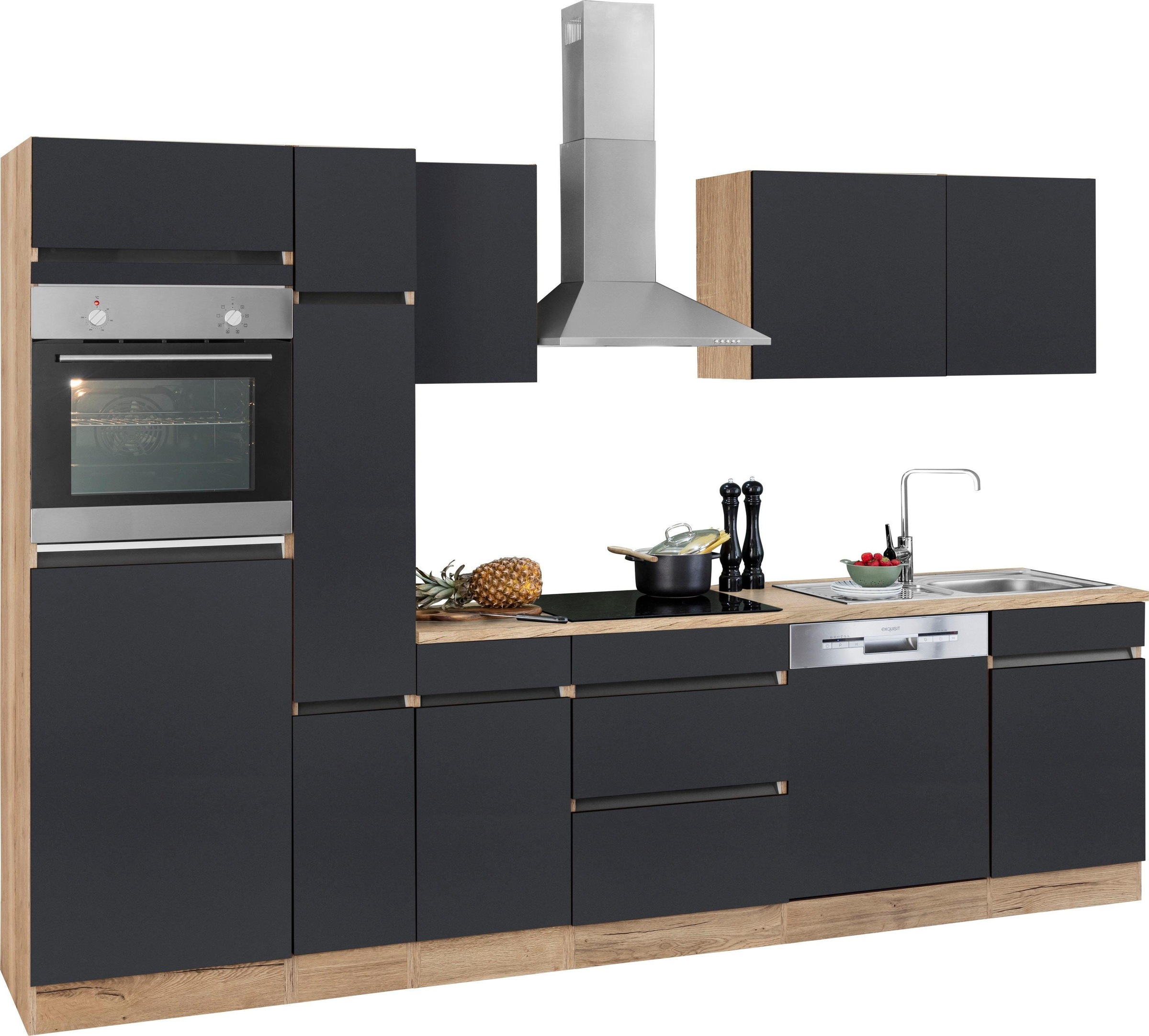 Preisvergleich für OPTIFIT Küchenzeile Roth, | E-Geräte, Breite Holzwerkstoff, 300 ohne Ladendirekt 39611215 cm, SKU: aus