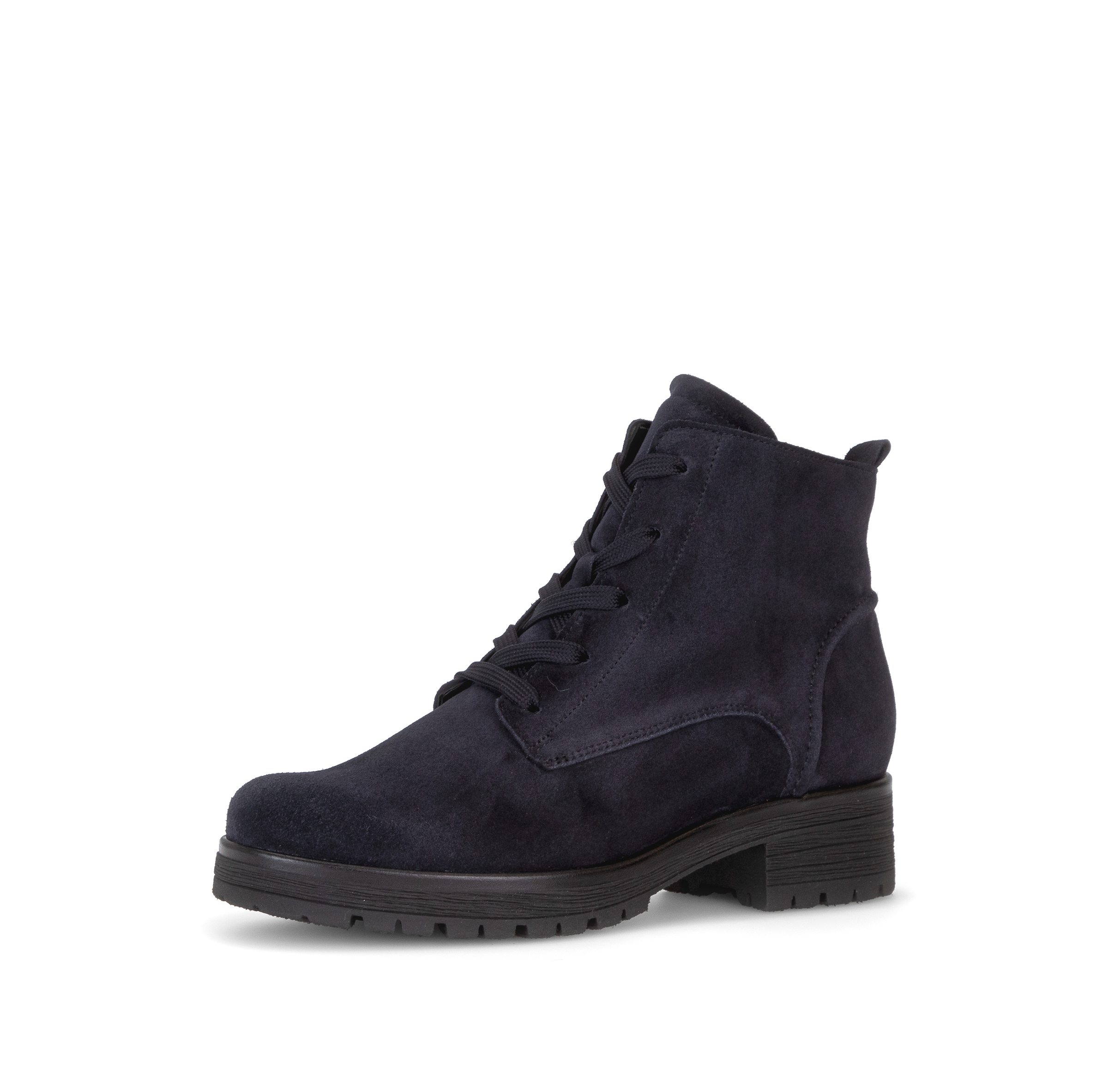 GABOR Damen Schnürstiefelette, Gr. 40,5, schwarz-weiß, Veloursleder, unifarben, Schuhe, Blockabsatz, Schnürboots in G-Weite (= weit)