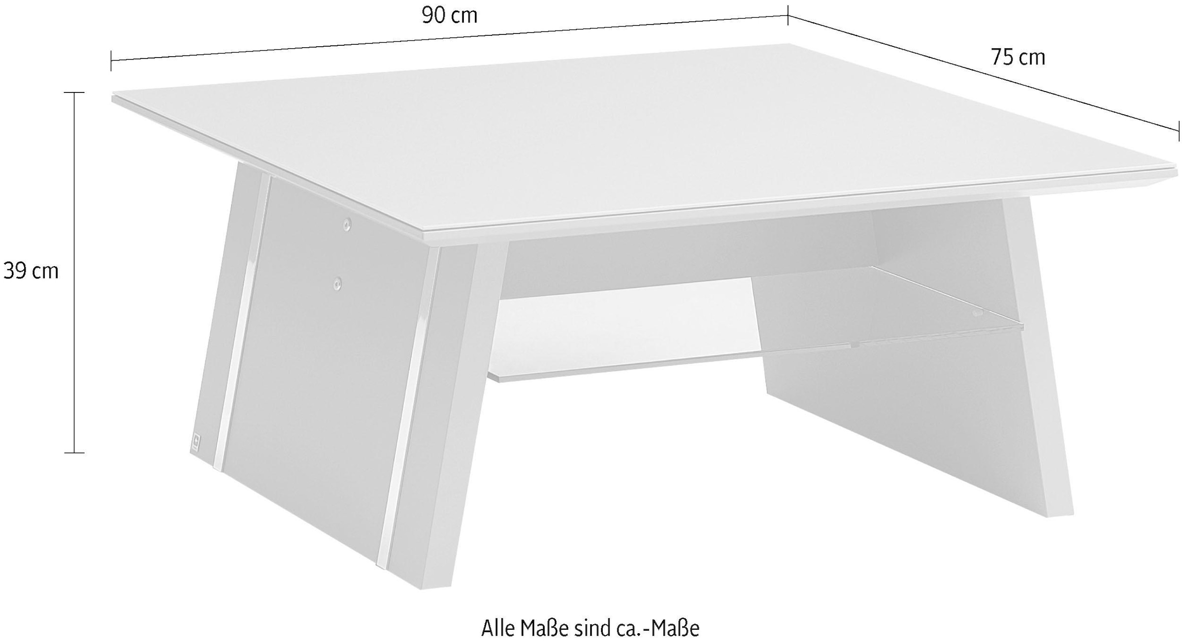 LEONARDO Couchtisch »CUBE«, mit Ablage, mit feinen Chromakzenten, Breite 90 cm