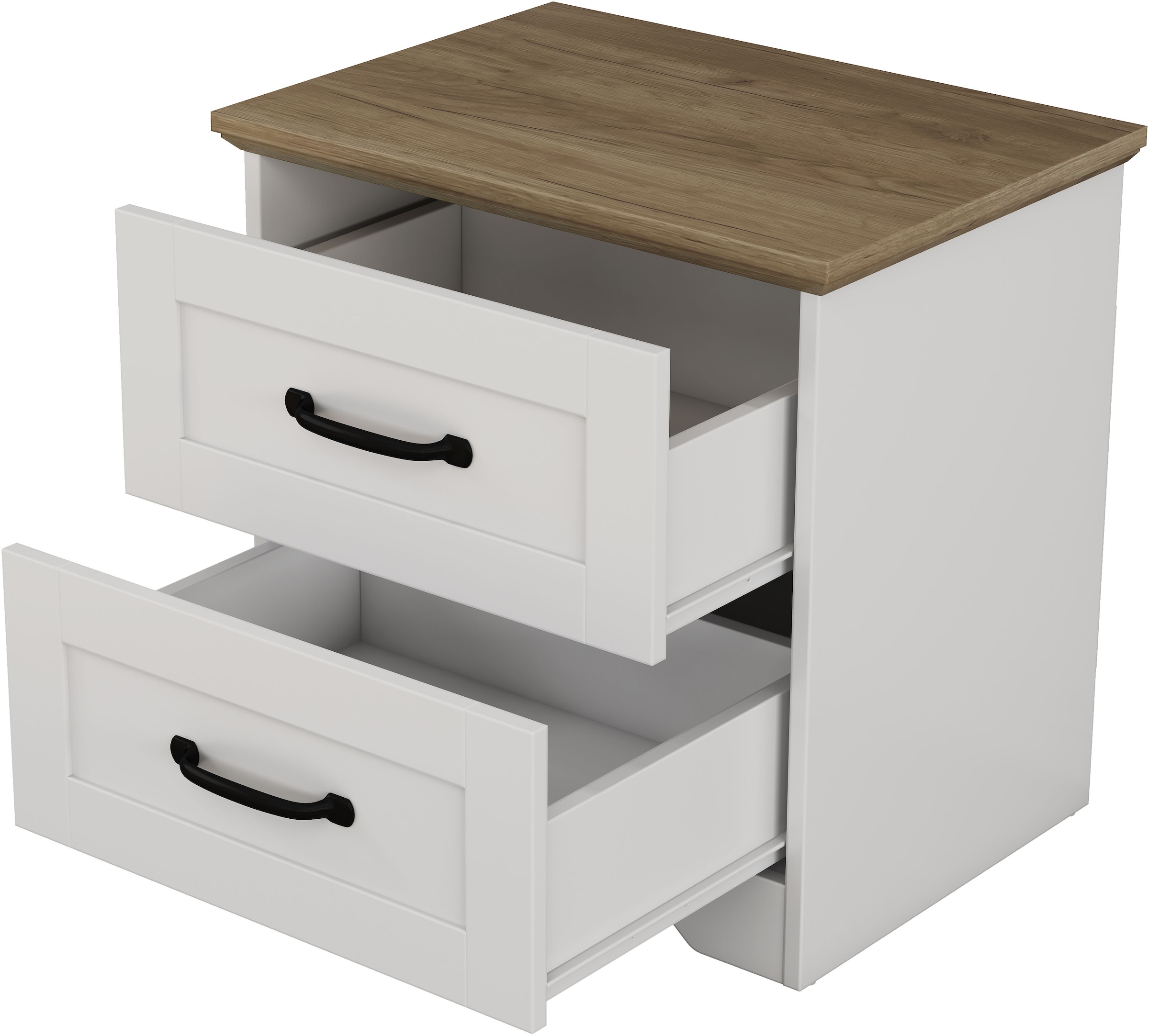 OTTO home Nachtkommode »Emmilia Nachttisch Set im Landhaus Design« Schlafzimmer Kommoden Nachschrank im 2er Set, 2 Stk. tlg. 2 Schubladen je Nachttisch - viel Stauraum im Schlafzimmer